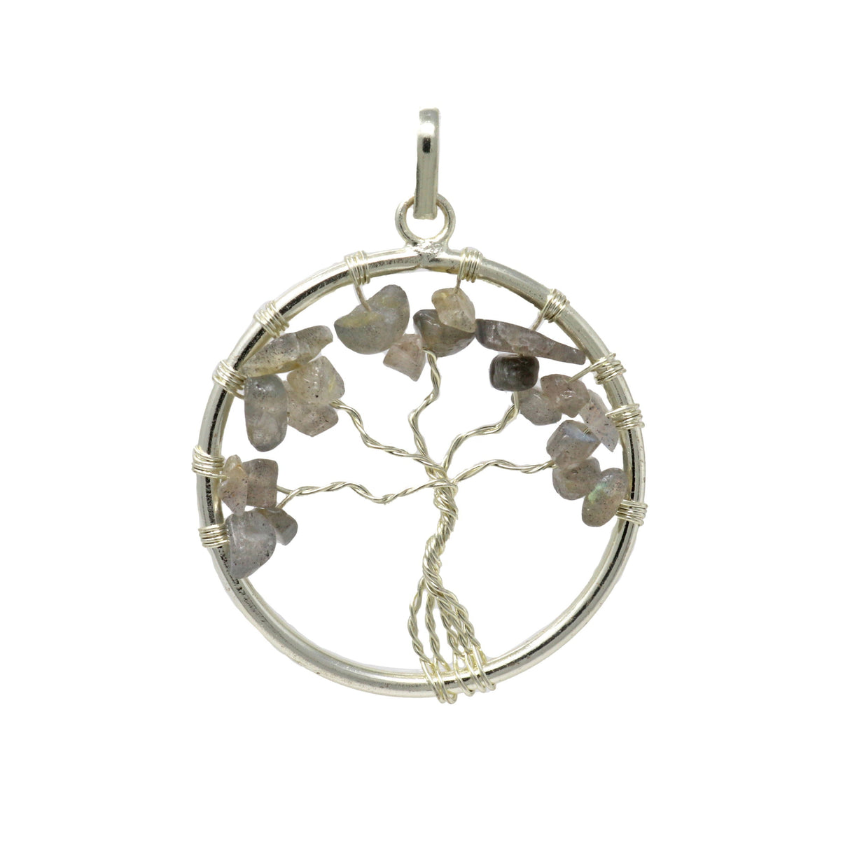 Labradorite Wire Wrapped Tree of Life Pendant - Sacred Geometry