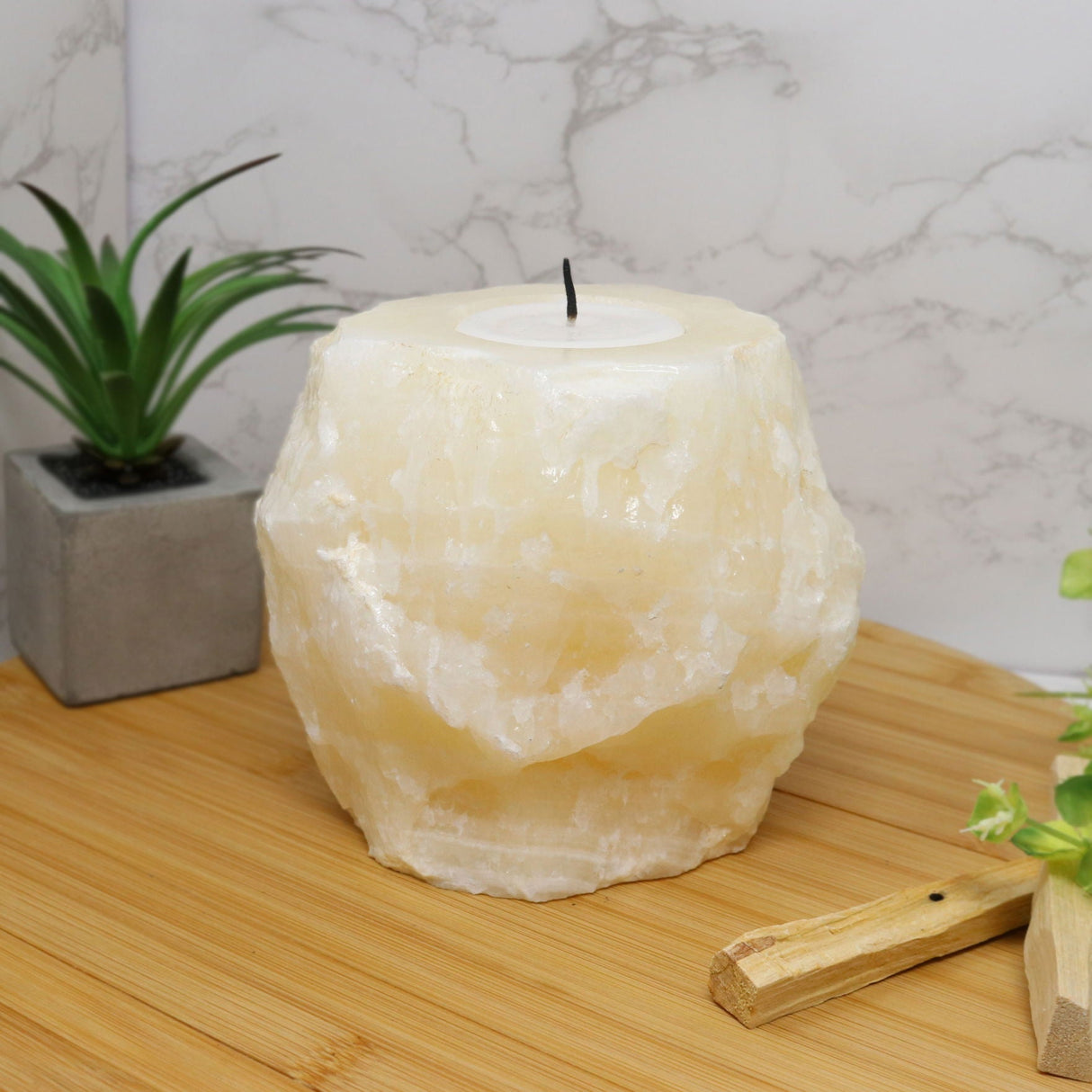 Natural Onyx Candle Holder - Large