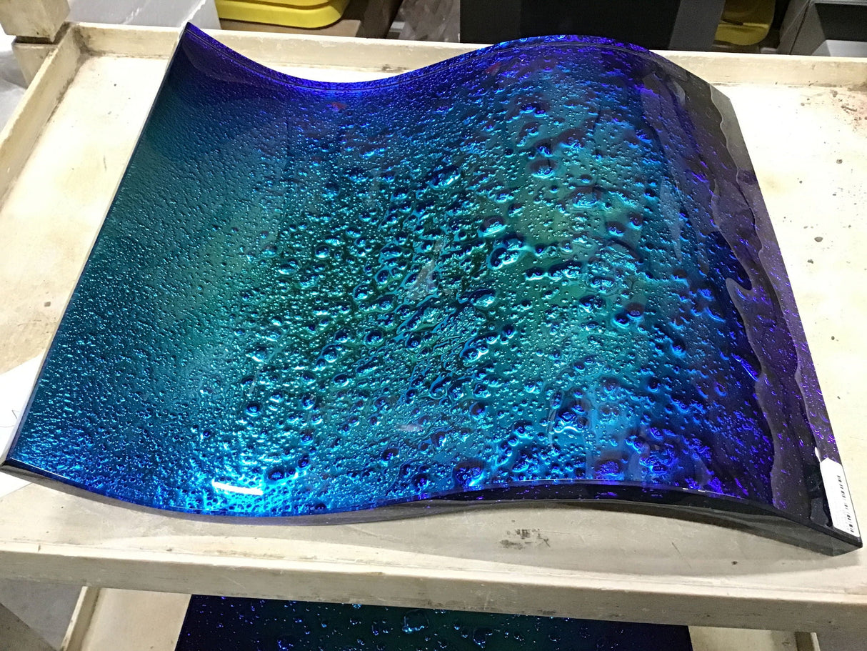 Dichroic Glass Table Top Vessel - Wave Blue & Green