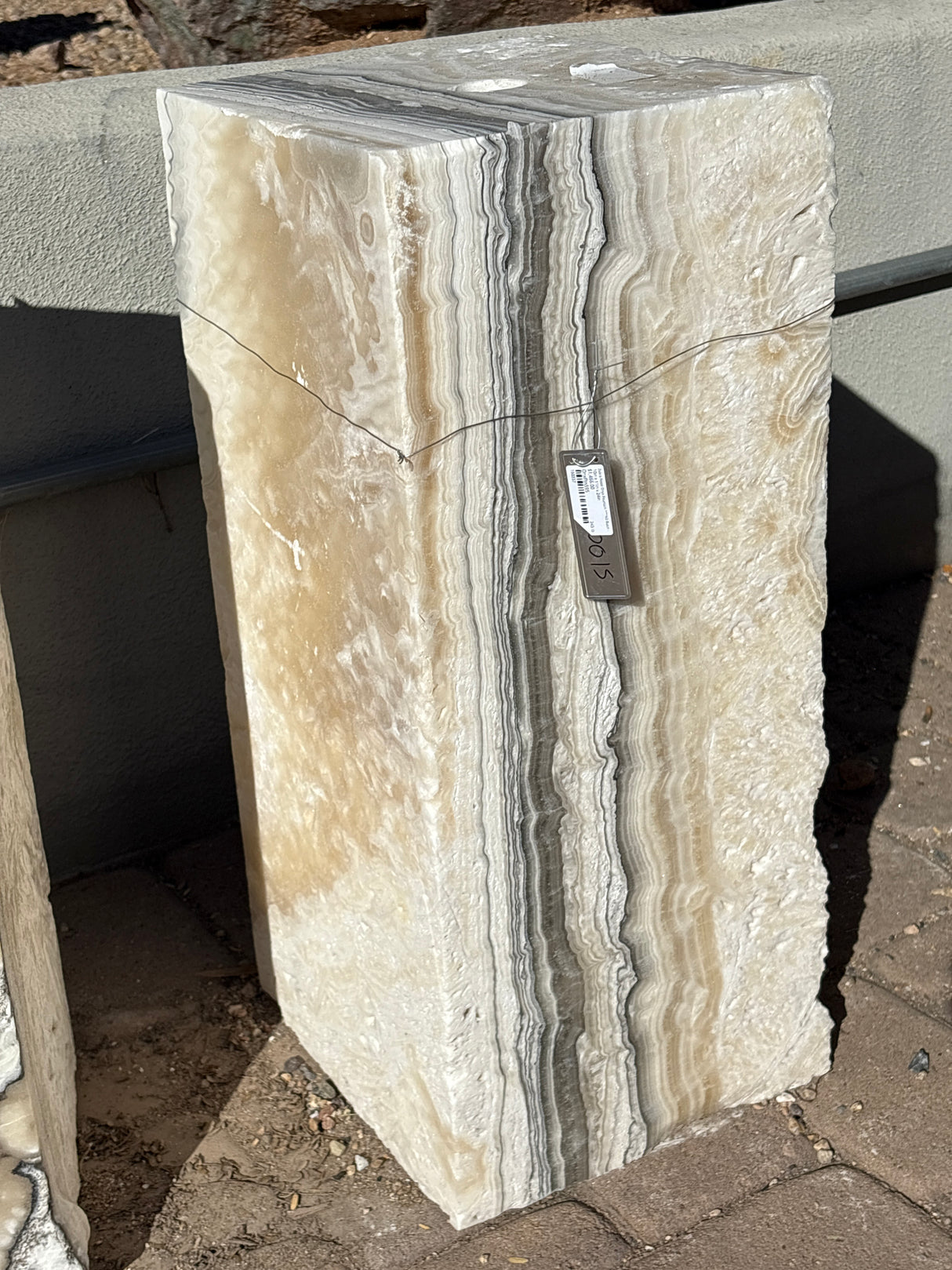 Zebra Fossil Onyx Fountain ***NO Basin - Block with Amber Layer