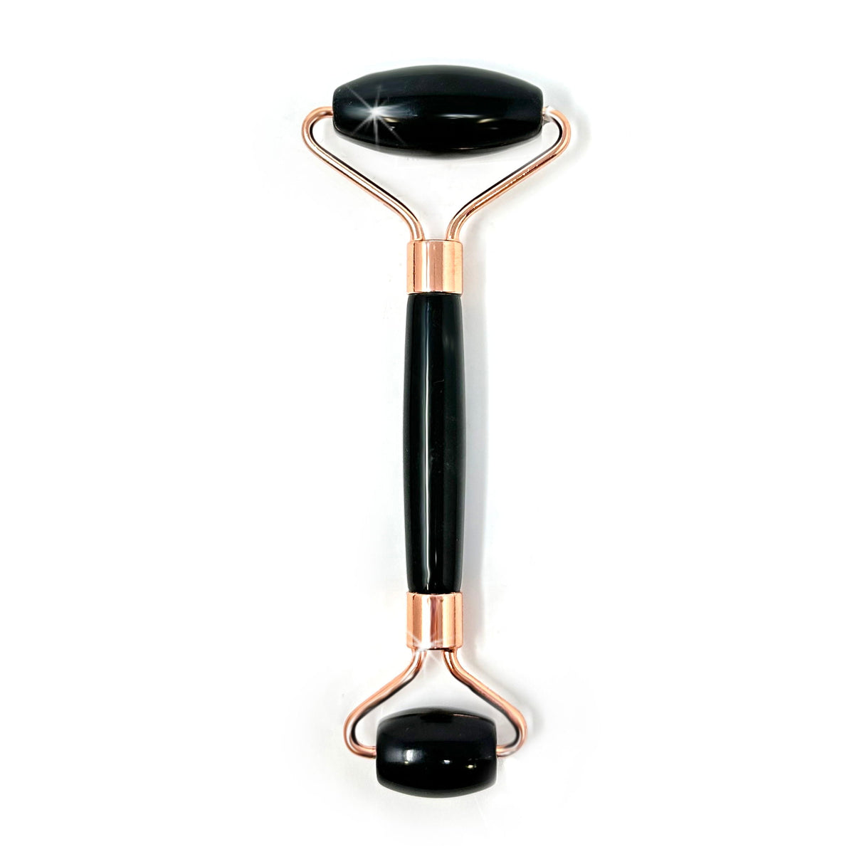 Black Onyx Facial Roller with Rose Gold Hardware