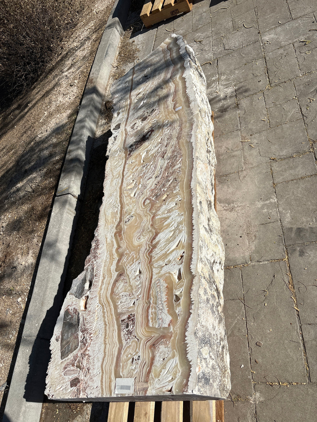 Zebra Fossil Onyx Pillar Fountain With 2 Holes & Rustic Feature