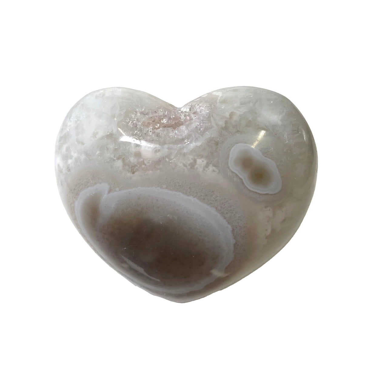 Agate Druze Heart on Lucite Stand