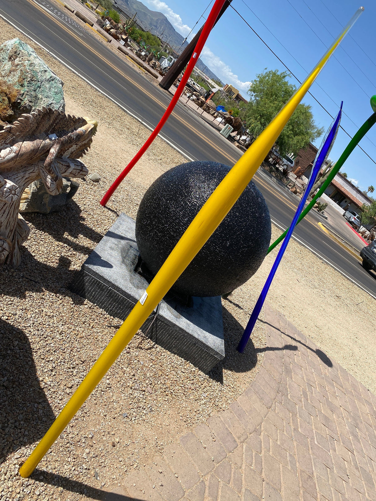 Outdoor Blown Glass Spear - Yellow