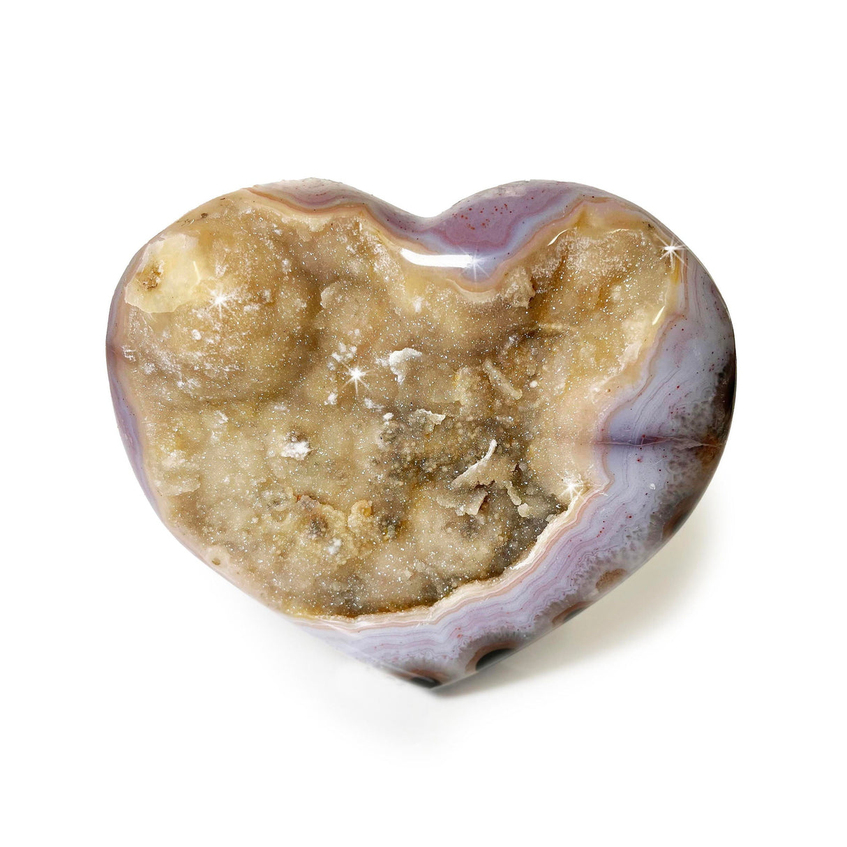 Agate Druze Heart on Lucite Stand