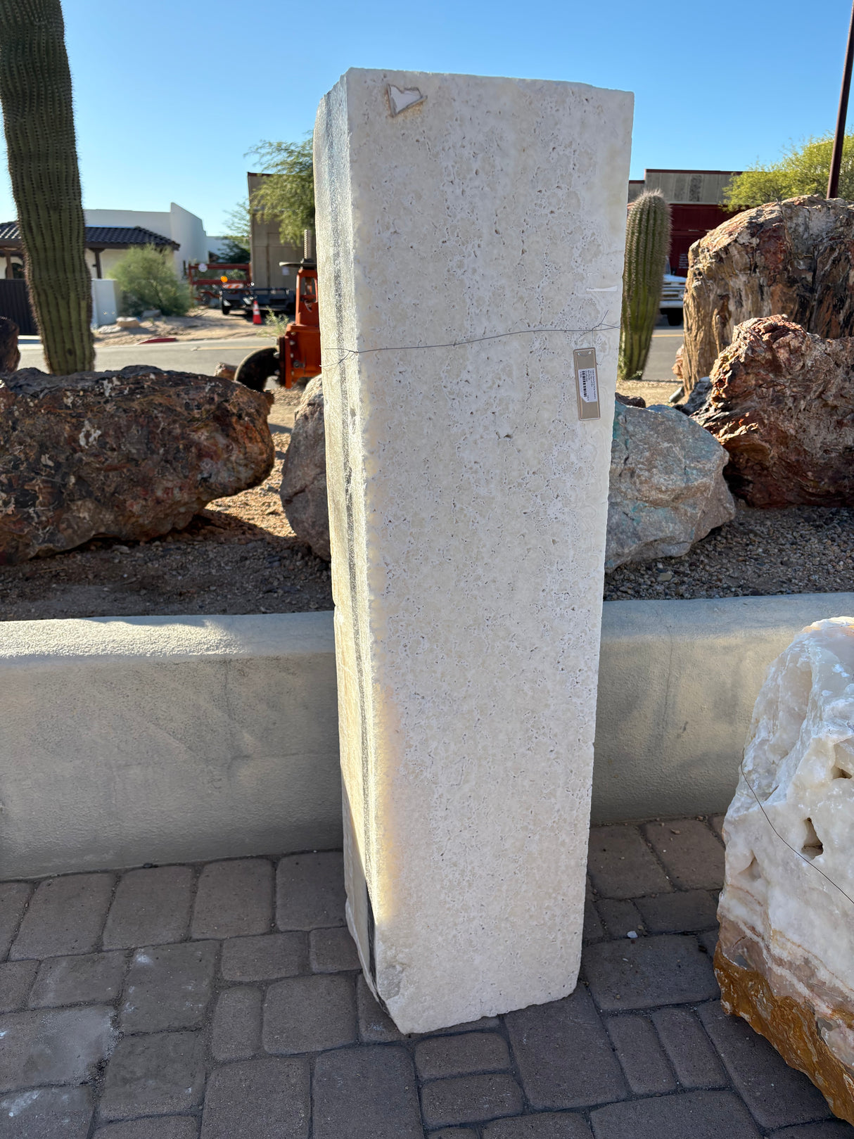 Yellow Zebra Onyx Pillar Fountain - 4 Cuts With Pina Pattern