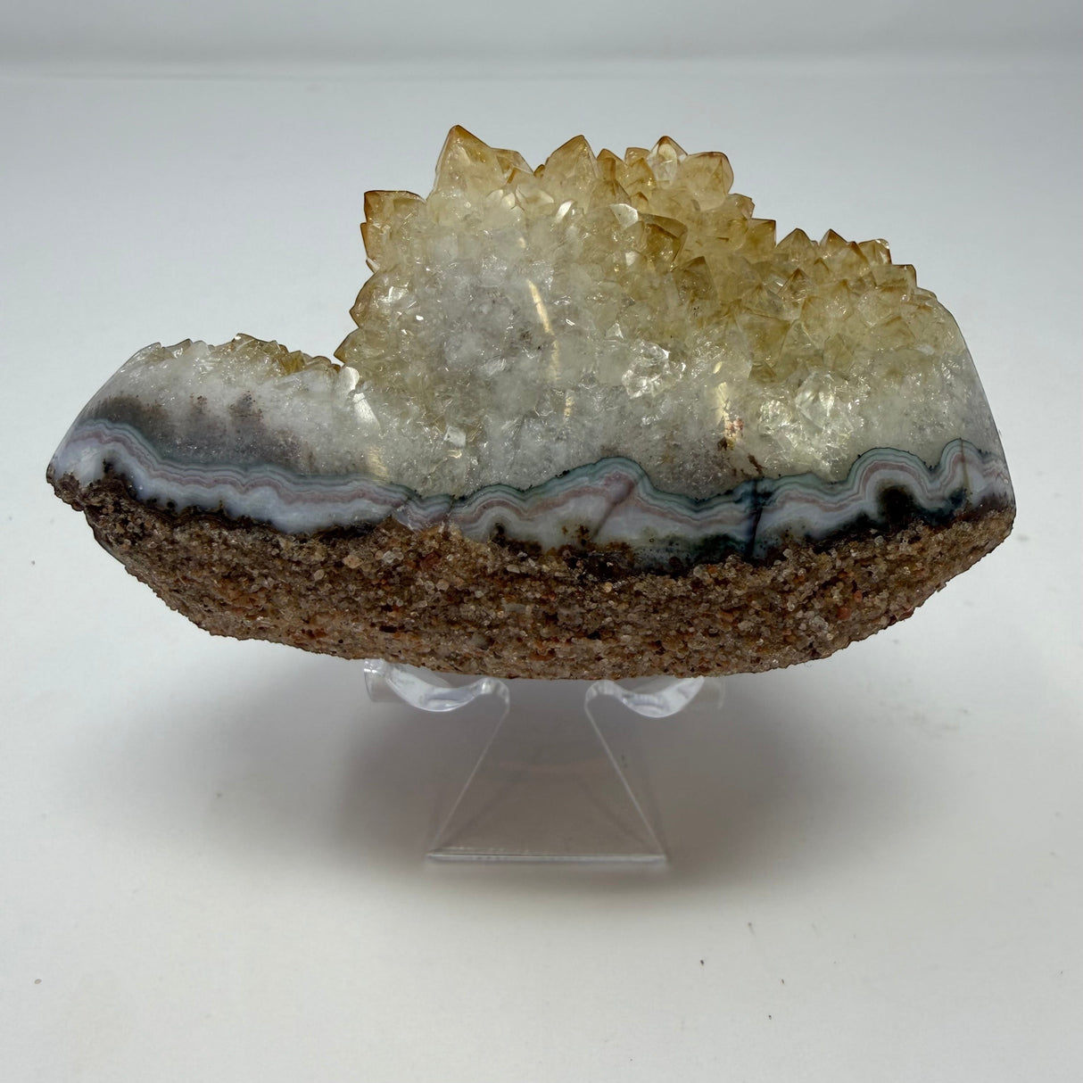 Polished Natural Citrine Crystal Stalactite Knobs on Lucite Stand