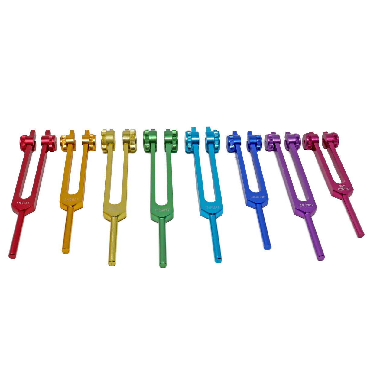 Colored Metal Tuning Forks - Set of 8