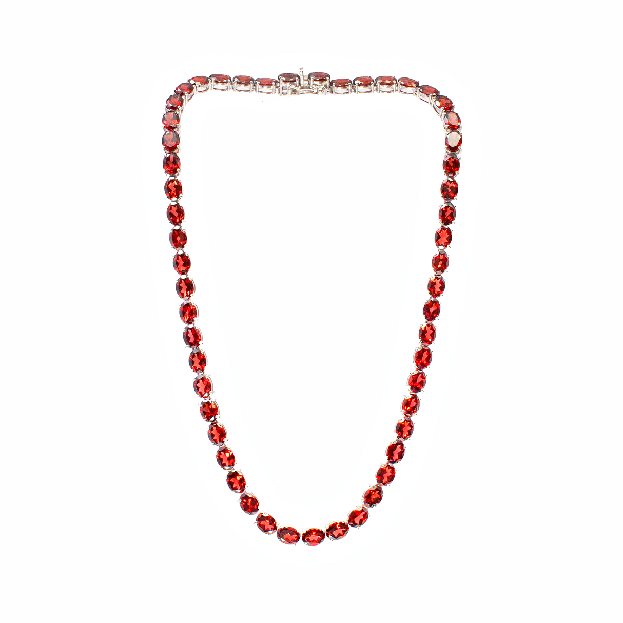 View of Garnet Necklace -Faceted Ovals All The Way Around