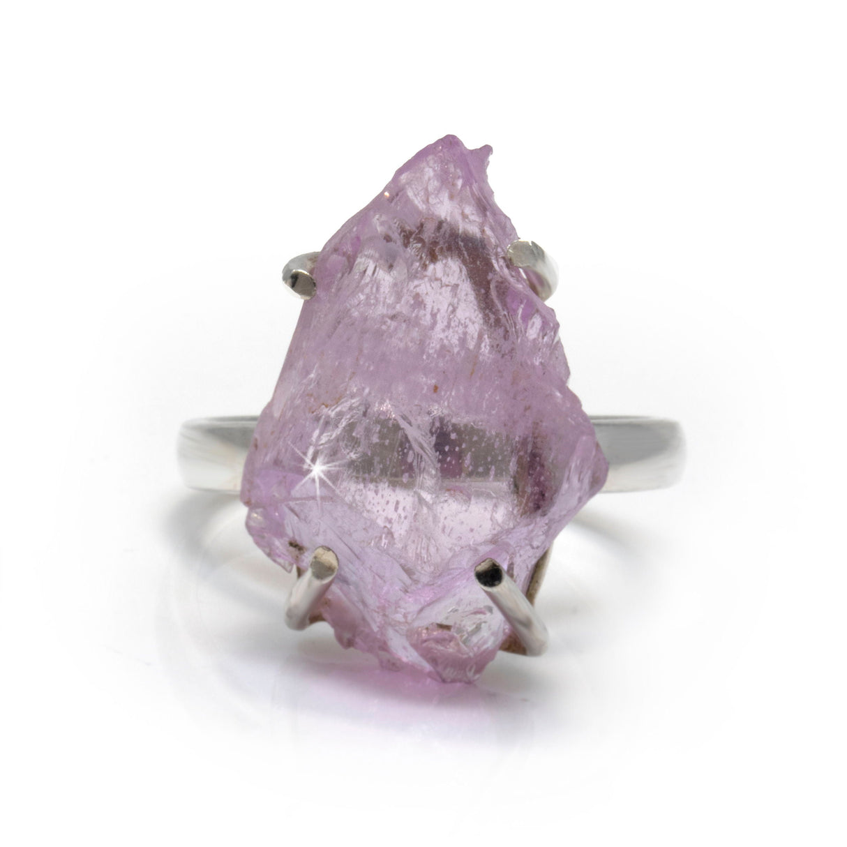 Kunzite Ring - Simple Rough Freeform - Prong Set Sz8