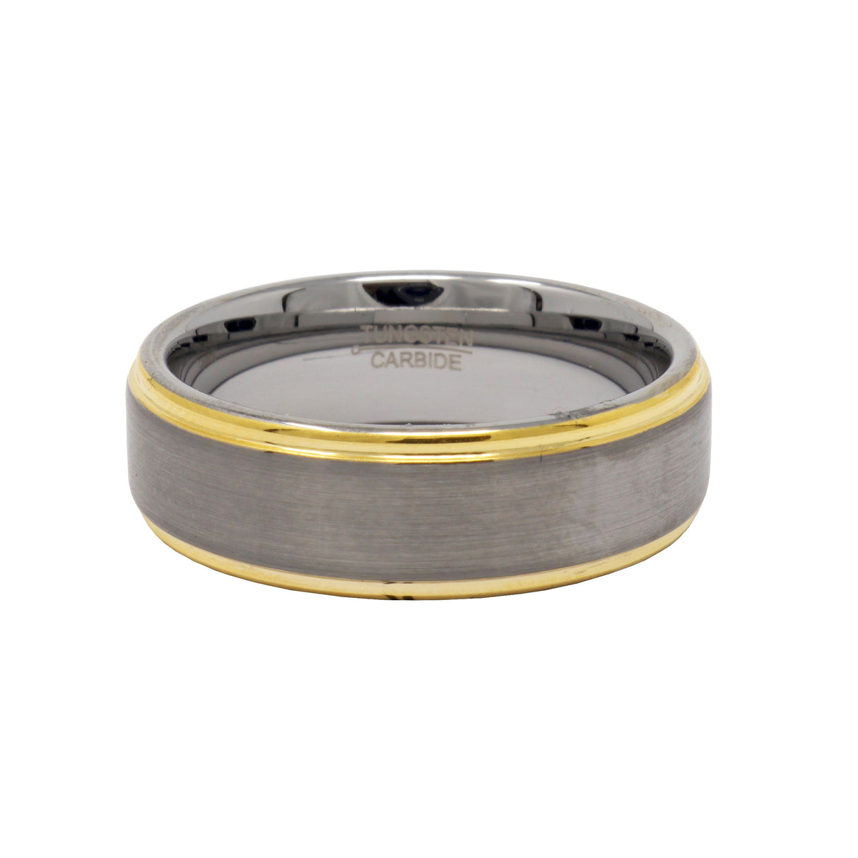 8mm Tungsten Ring With Gold Step Design