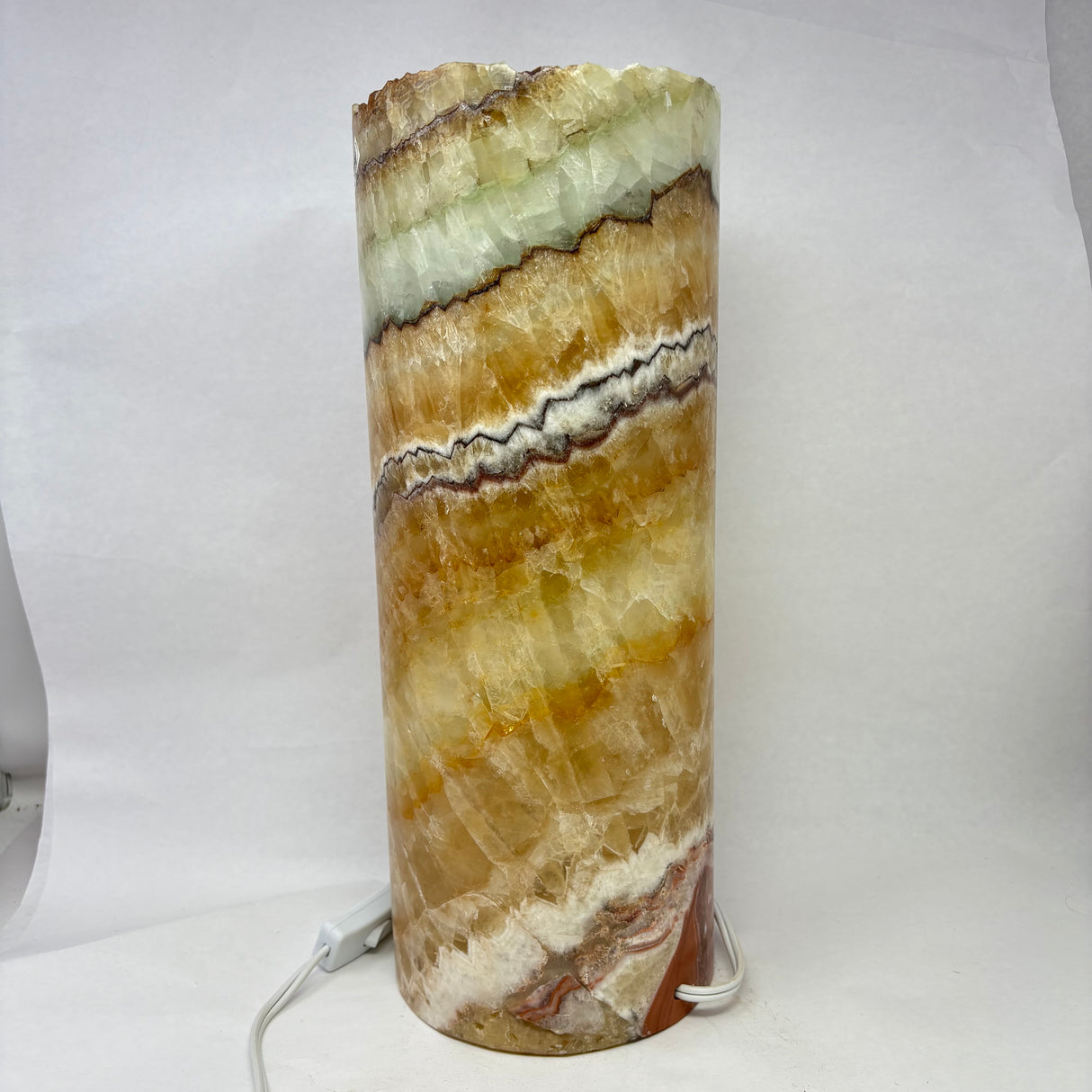 Aqua Onyx Cylinder Luminary with Rustic Open Top