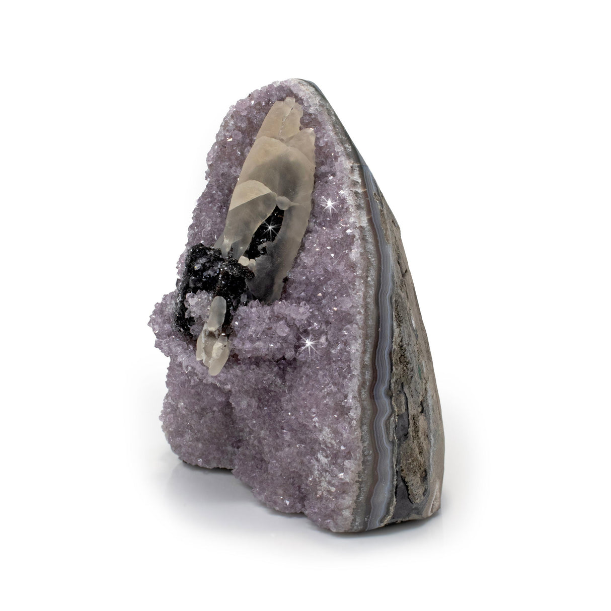 Amethyst Druze Geode Cut Base