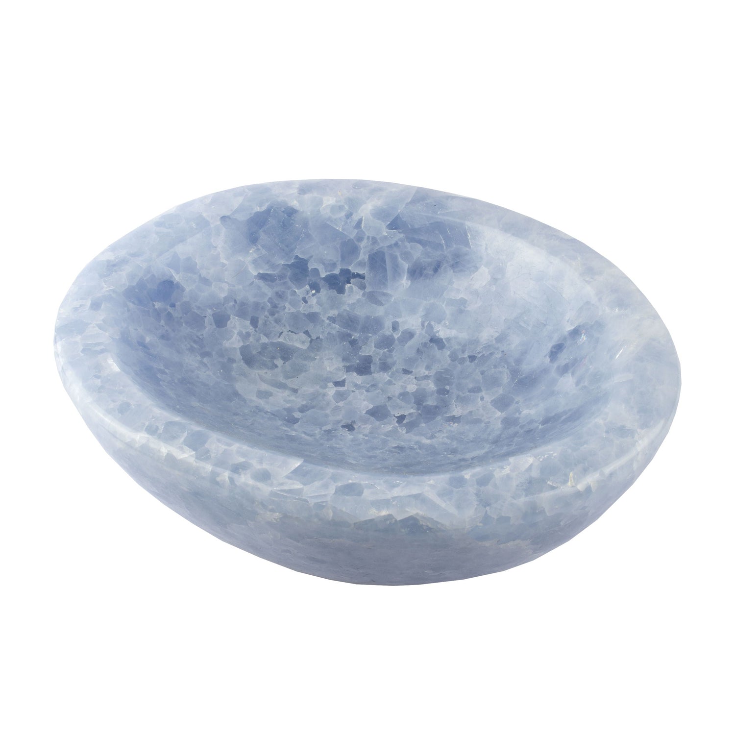 Blue Calcite Dish - Large Crystals with a Mix of Light & Dark Blue