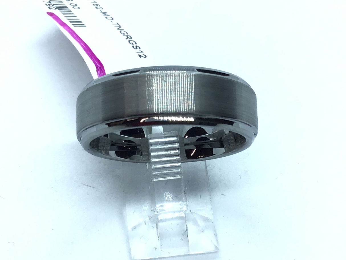 Tungsten Ring 8mm Brushed Center s12