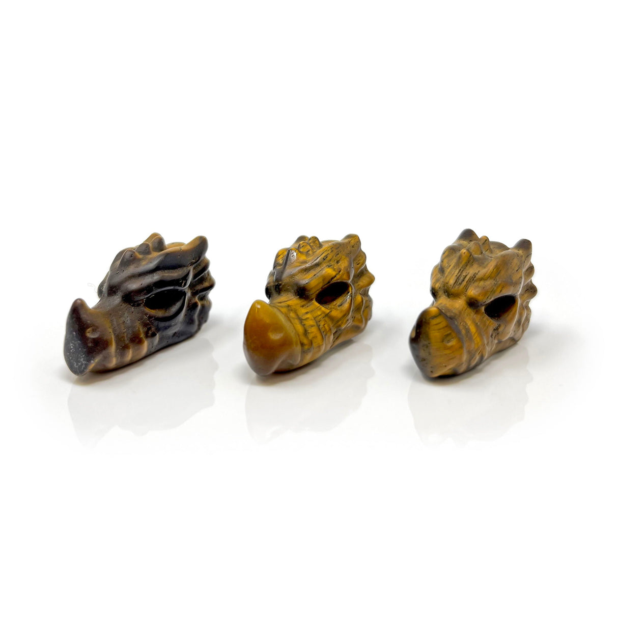 Tiger Eye Dragon Skull Carving - Sold in Singles