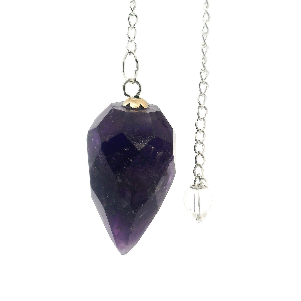 Chevron Amethyst Faceted Droplet Gemstone Pendulum