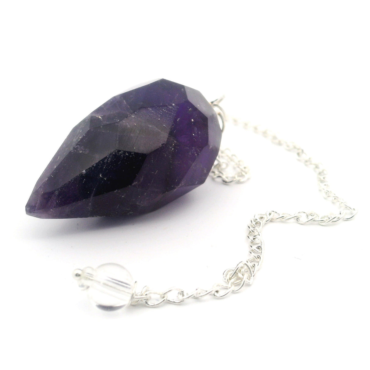 Chevron Amethyst Faceted Droplet Gemstone Pendulum