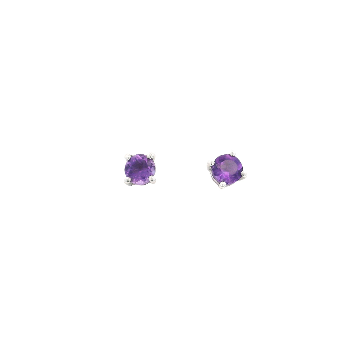Faceted Prong Set Precious Gemstone in Rhodium Vermeil 925 Sterling Silver