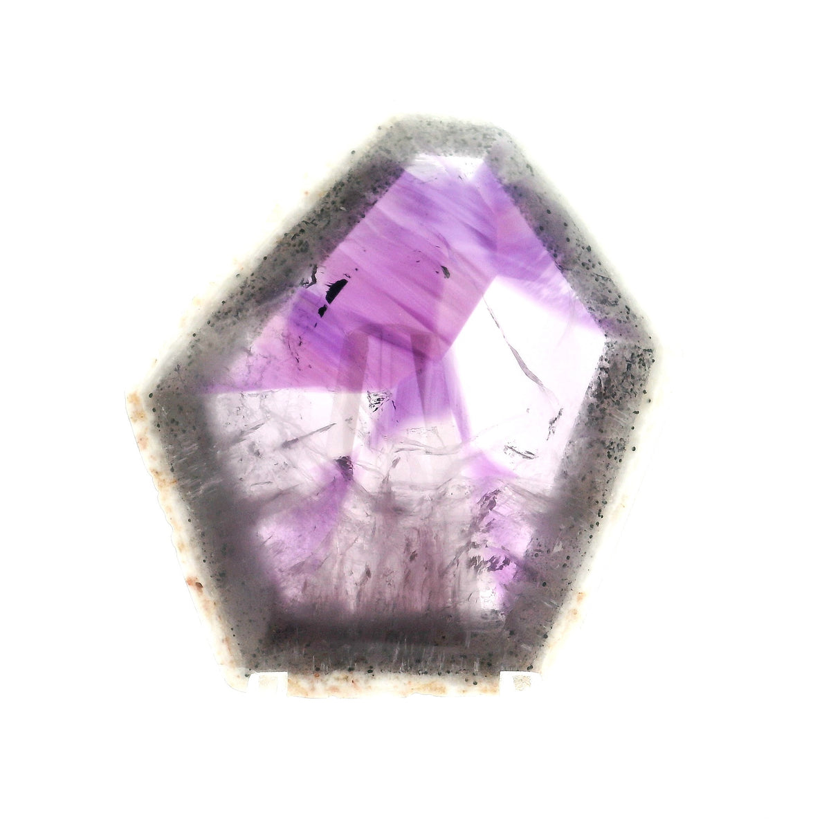 Trapiche Amethyst Crystal Slice on Lucite Stand