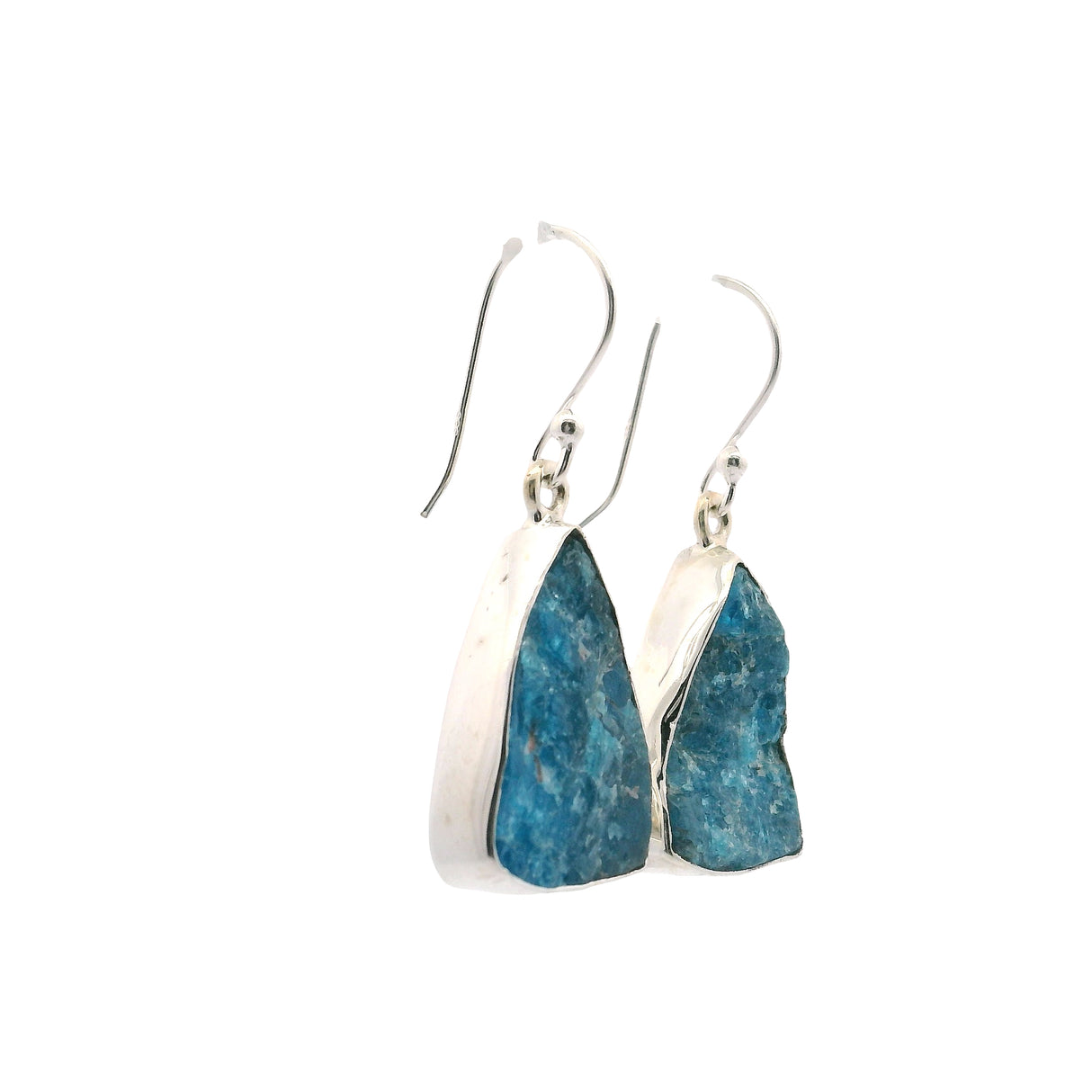 Rough Blue Apatite Dangle Earrings - Triangular