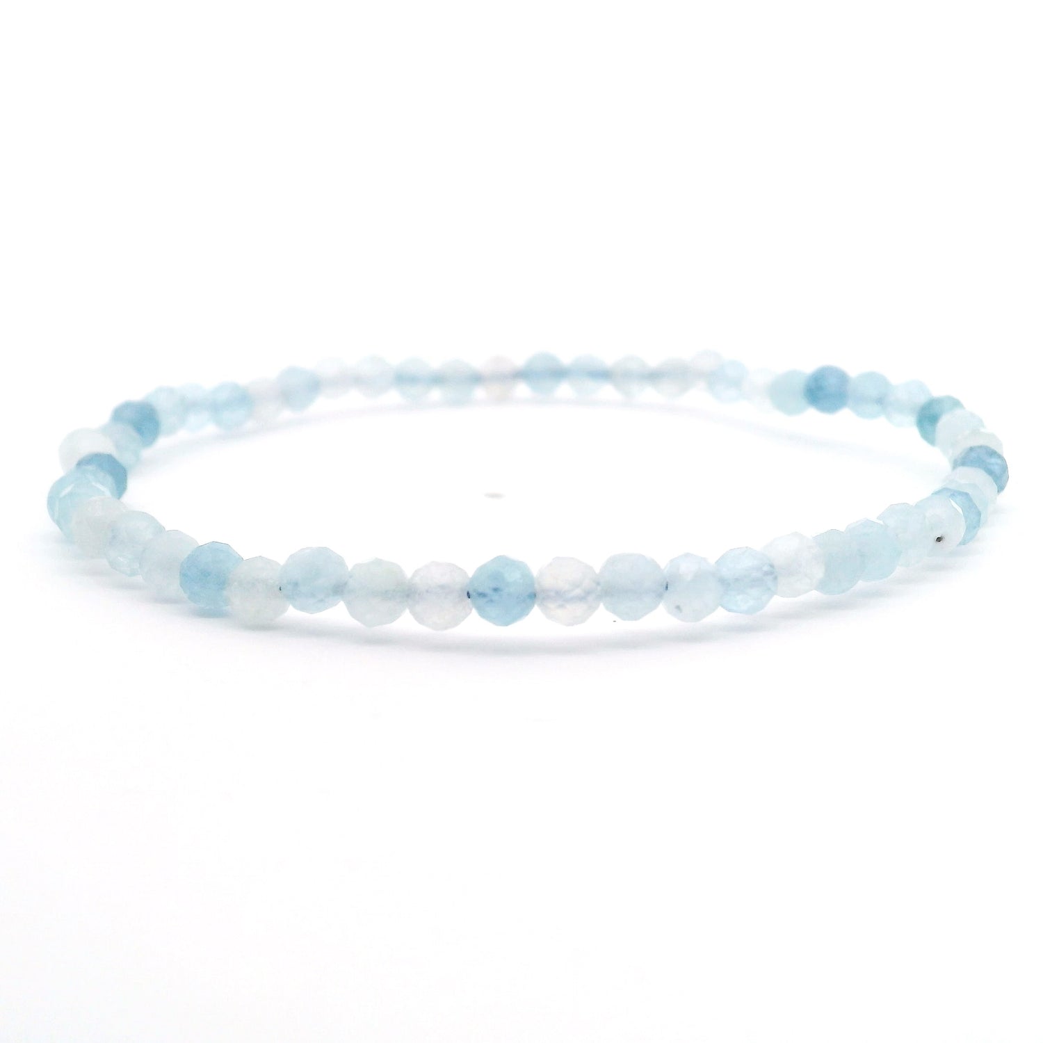 Aquamarine Beaded Bracelet 3.5mm Faceted Rounds
