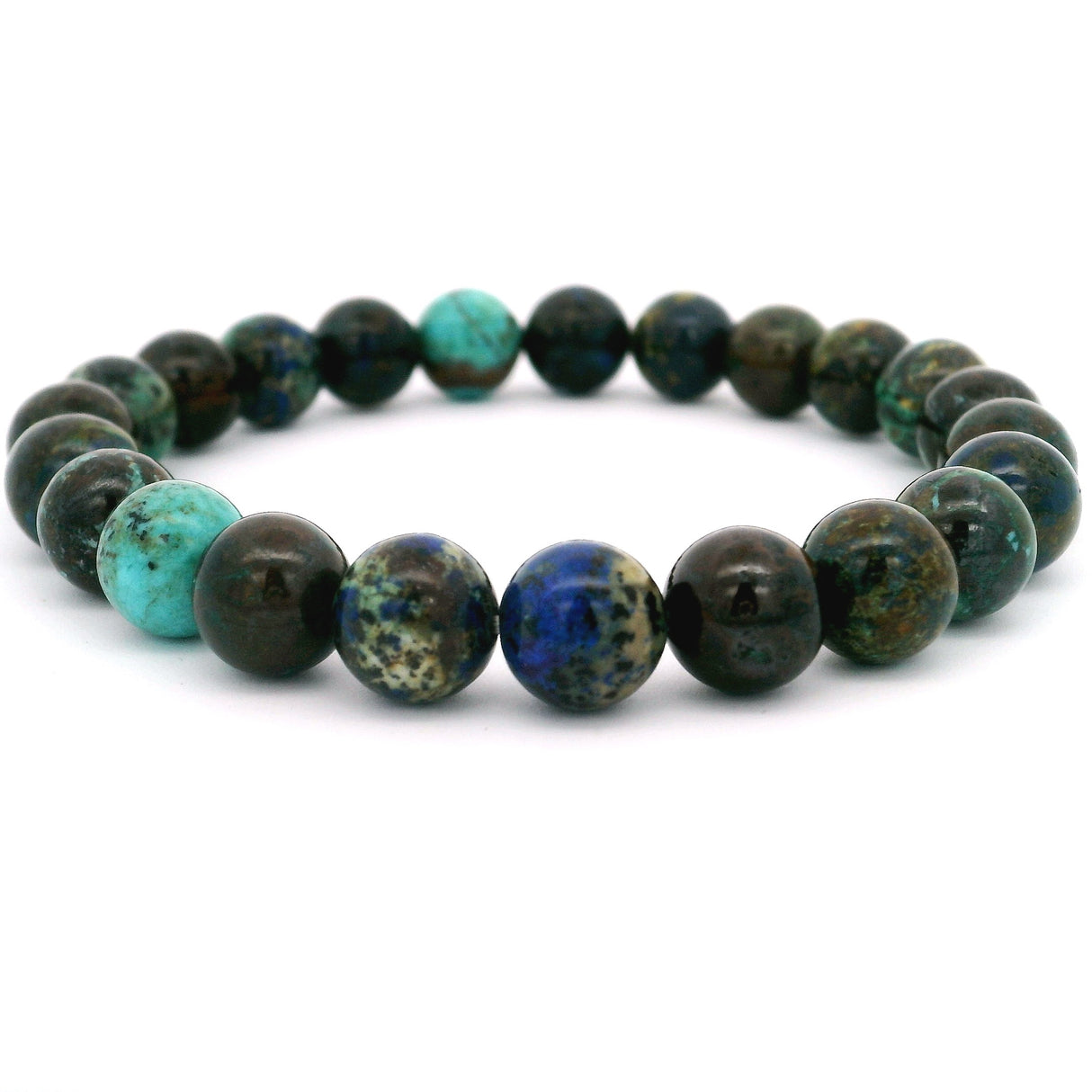 Bracelet perles rondes 8mm Azurite Malachite