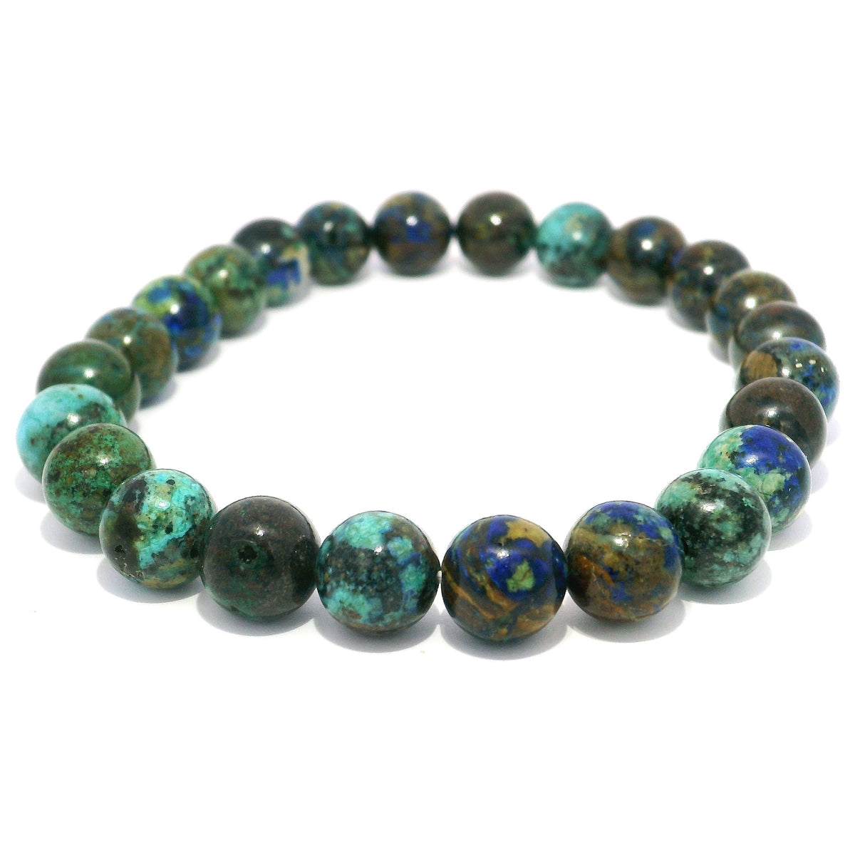 Bracelet perles rondes 8mm Azurite Malachite