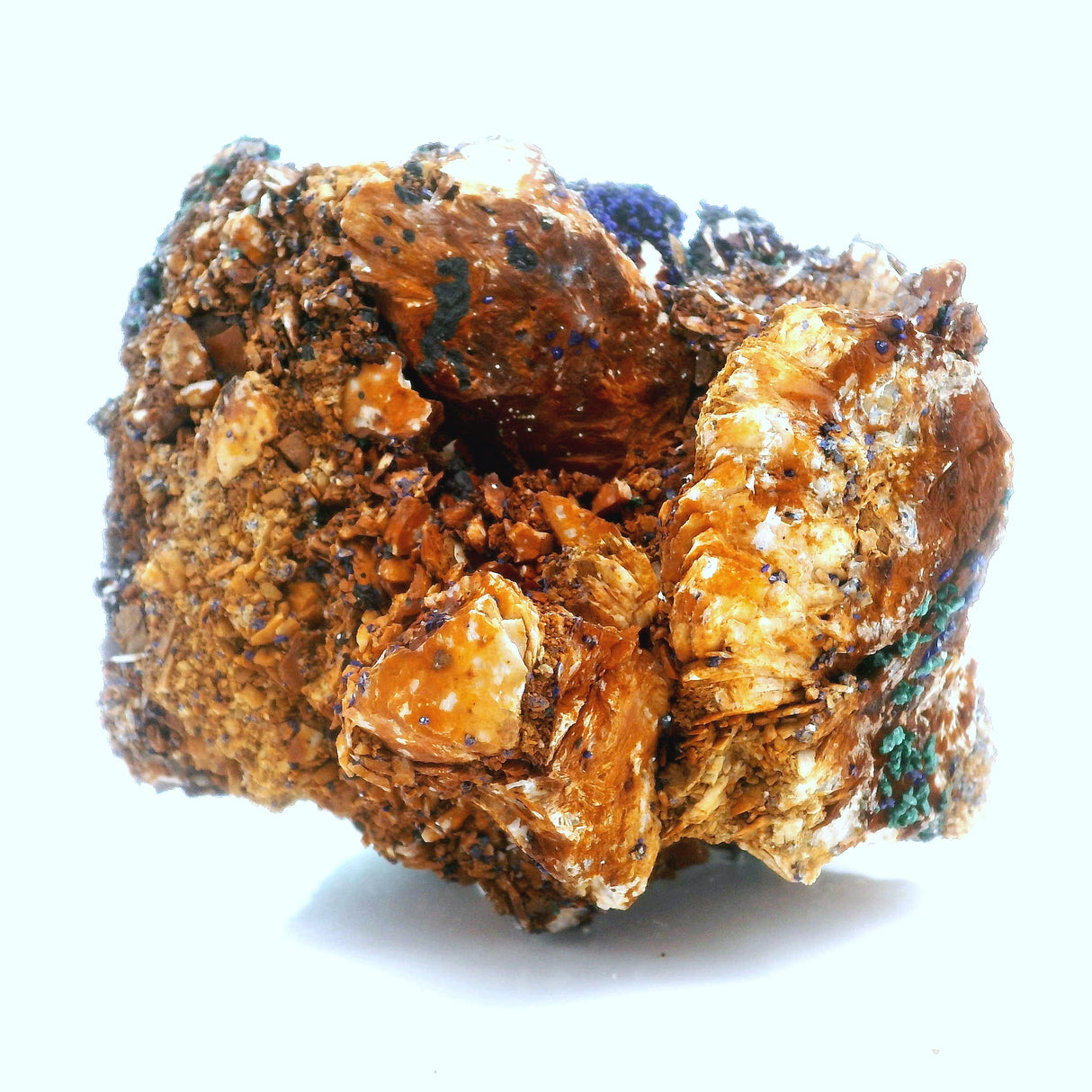 Spécimen d'azurite malachite sur socle en lucite