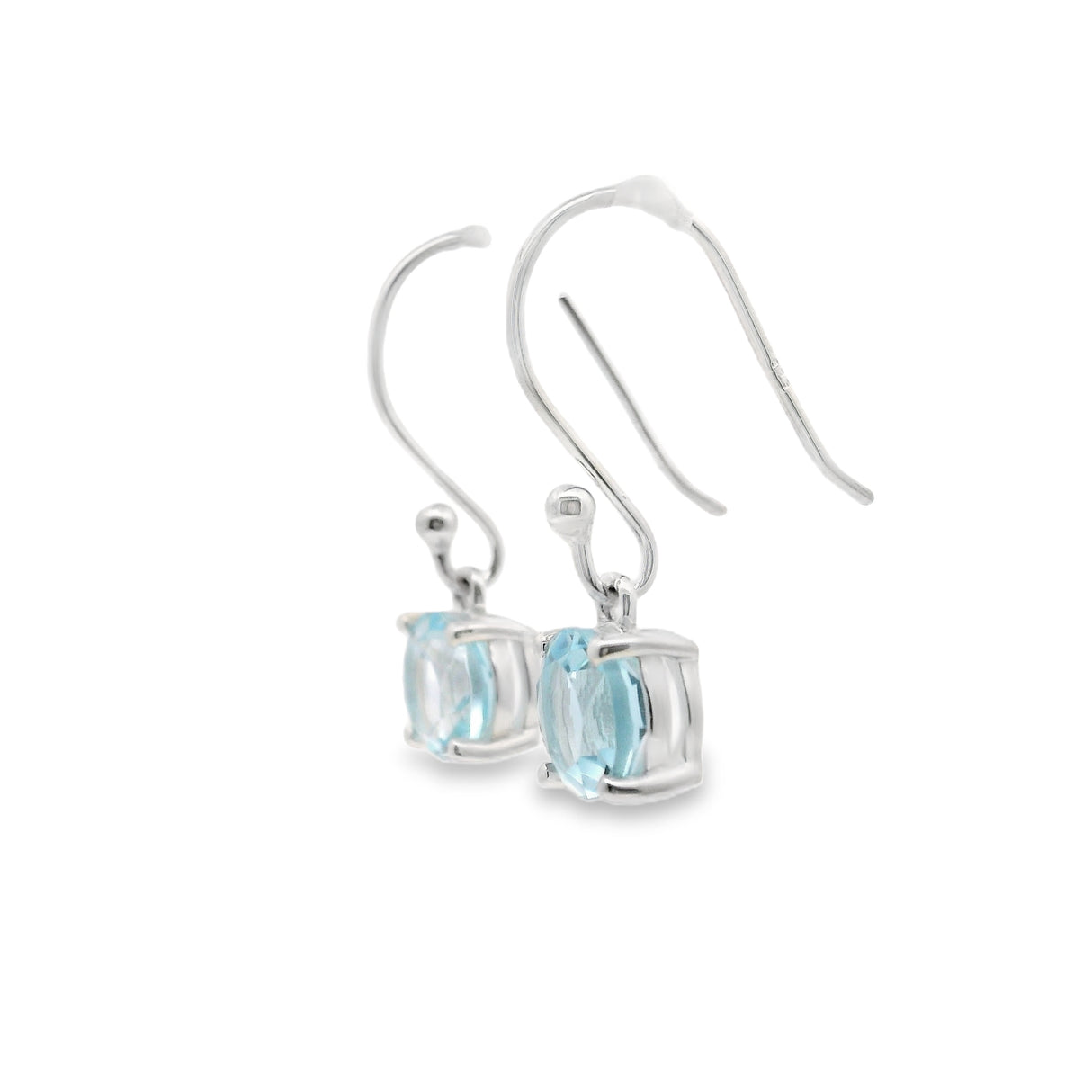 Faceted Blue Topaz Dangle Earrings Round