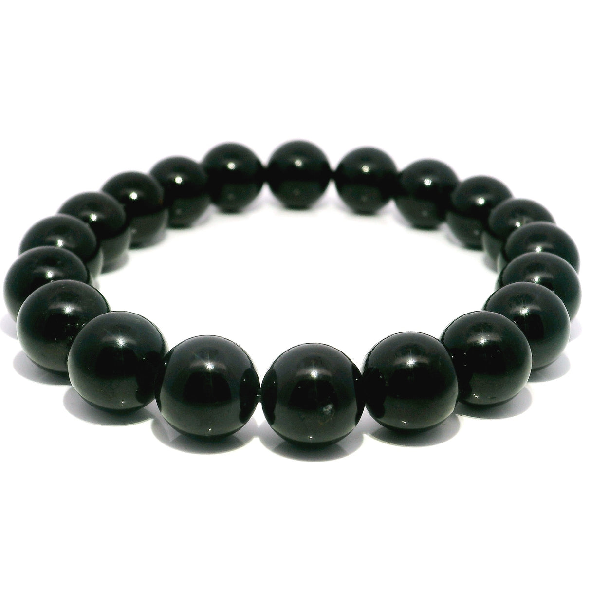 Black Tourmaline Beaded Bracelet - 10 mm Round