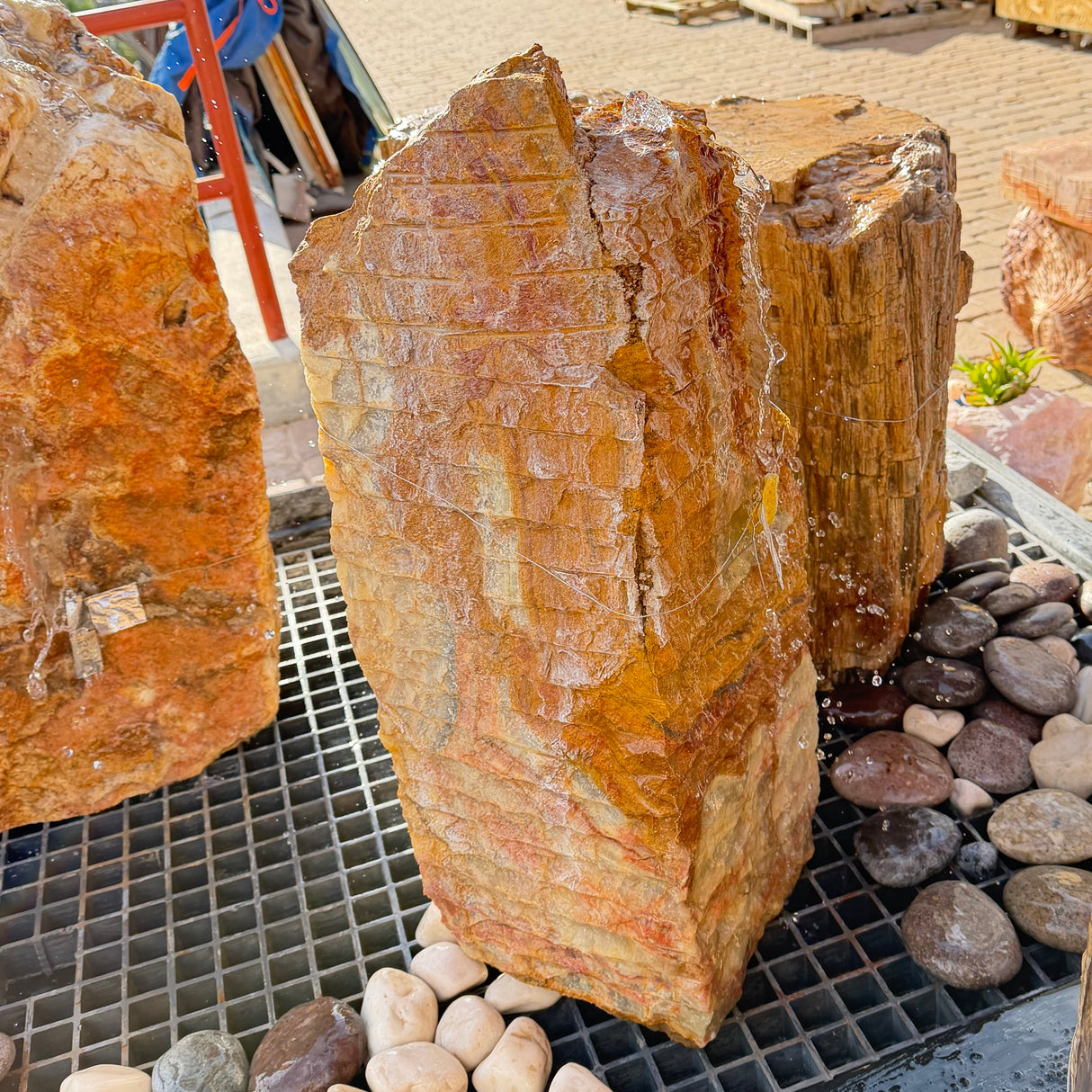 Green Talan Onyx Fountain Chiseled Column with Natural Top Form **NO Basin