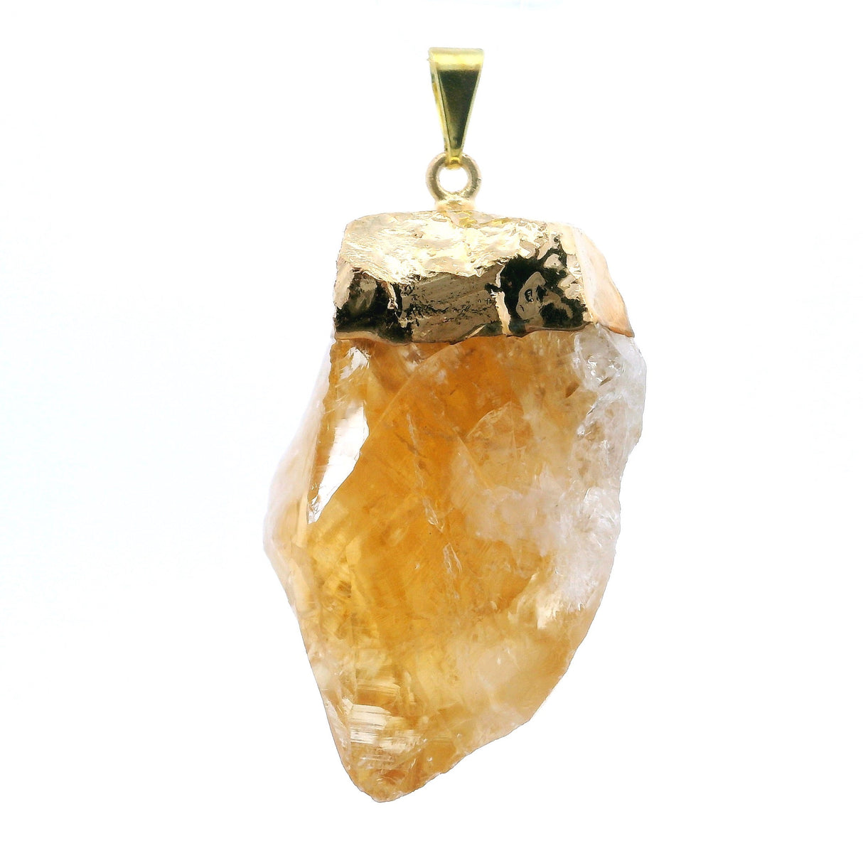 Citrine Single Point Pendant with Plated Gold Cap