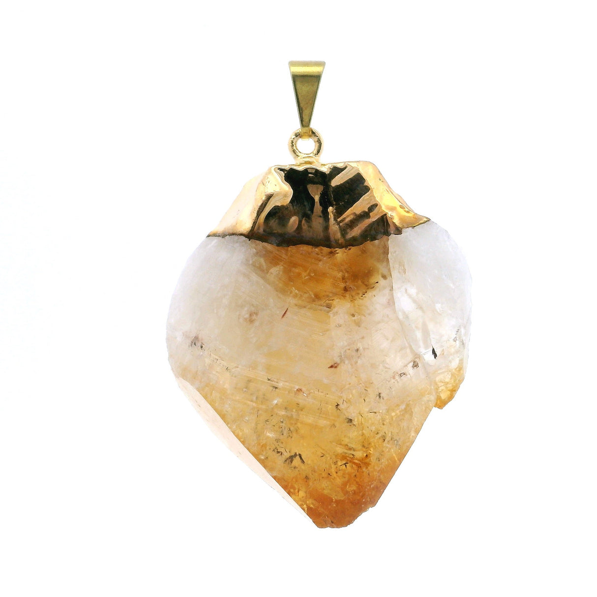 Citrine Single Point Pendant with Plated Gold Cap