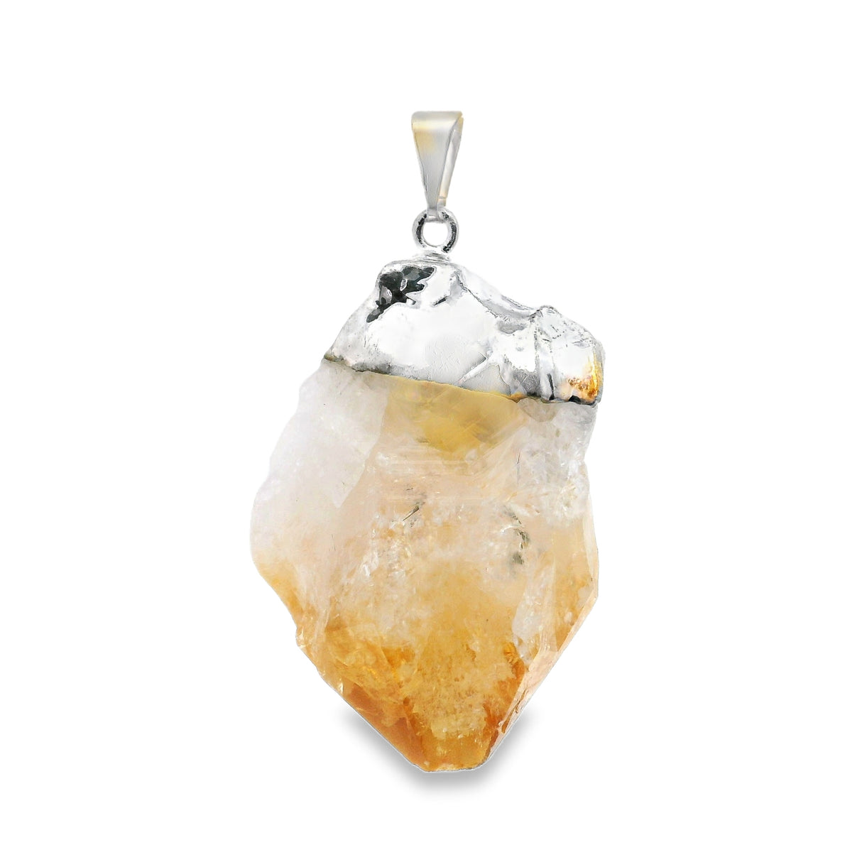 Pendentif plaqué argent à pointe unique en citrine