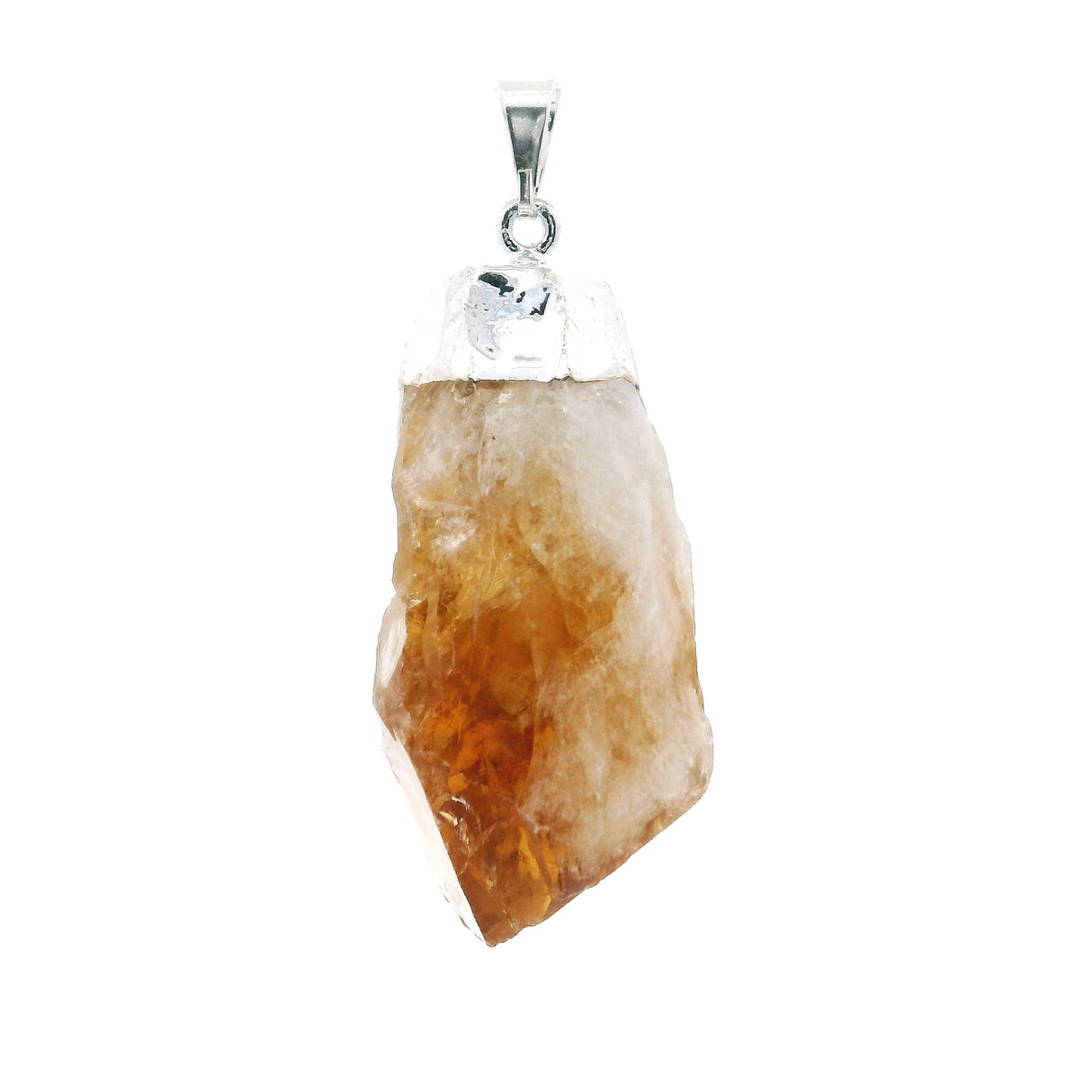 Pendentif plaqué argent à pointe unique en citrine