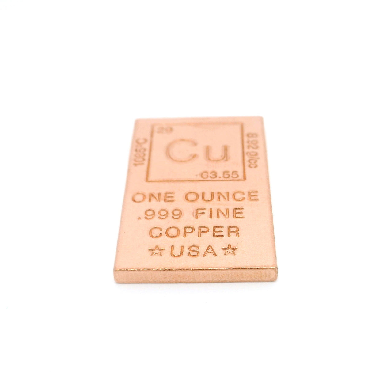 Stamped Elemental Chart Copper Ingot - One Ounce .999 Fine - Flat Bar
