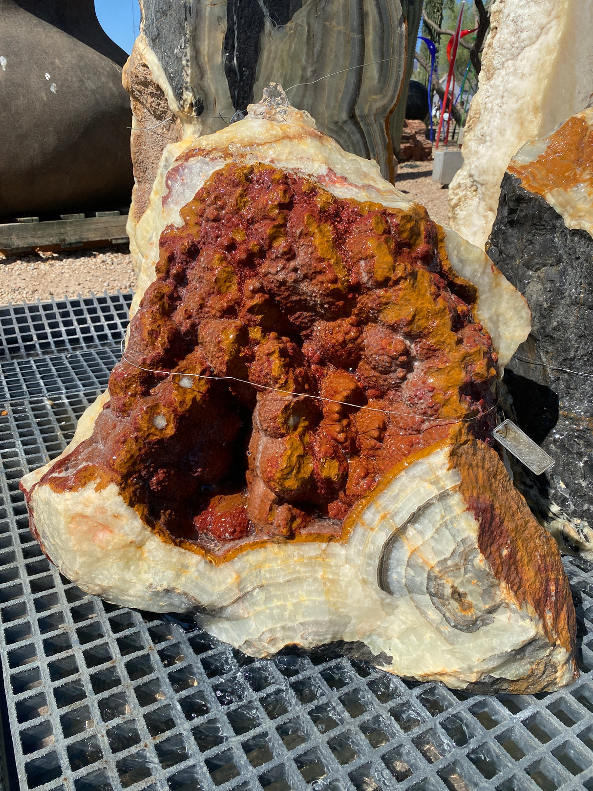 Green Talan Onyx Fountain - Specimen with Stalactite Inclusions