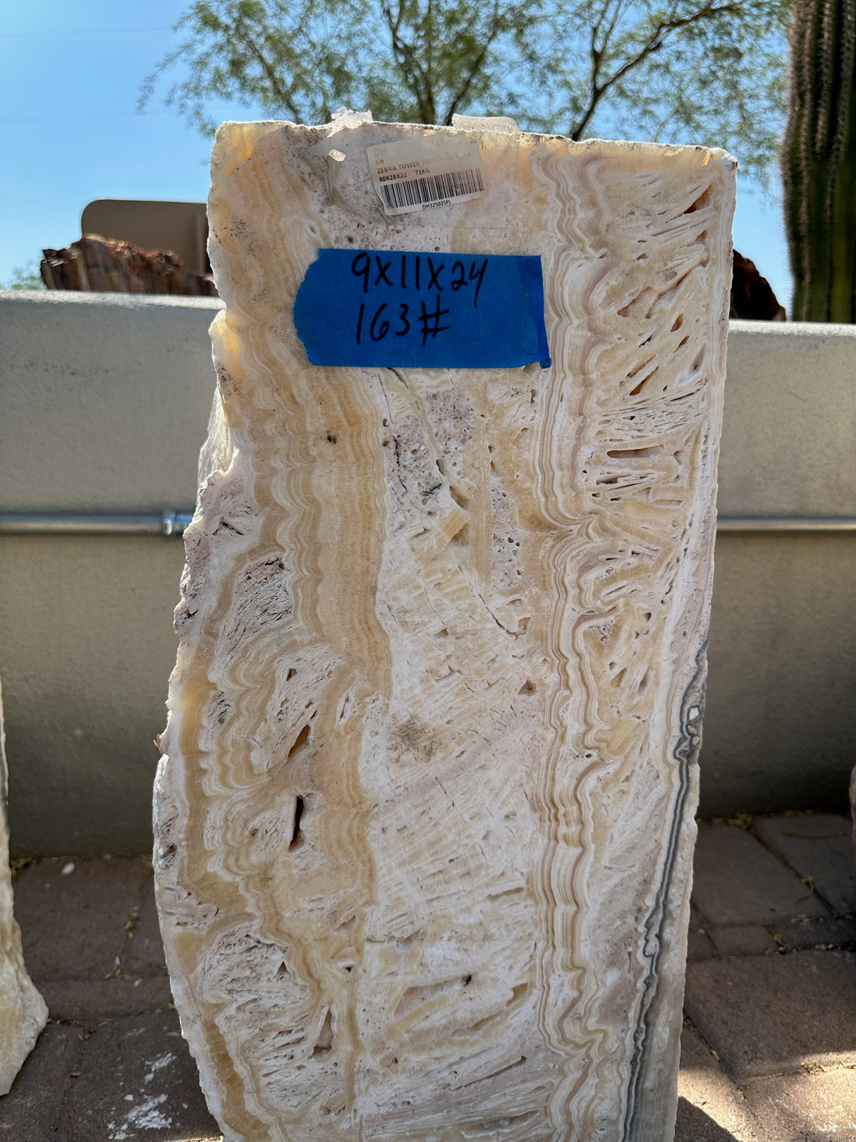 Yellow Zebra White Fossil Onyx Block Fountain ***NO Basin
