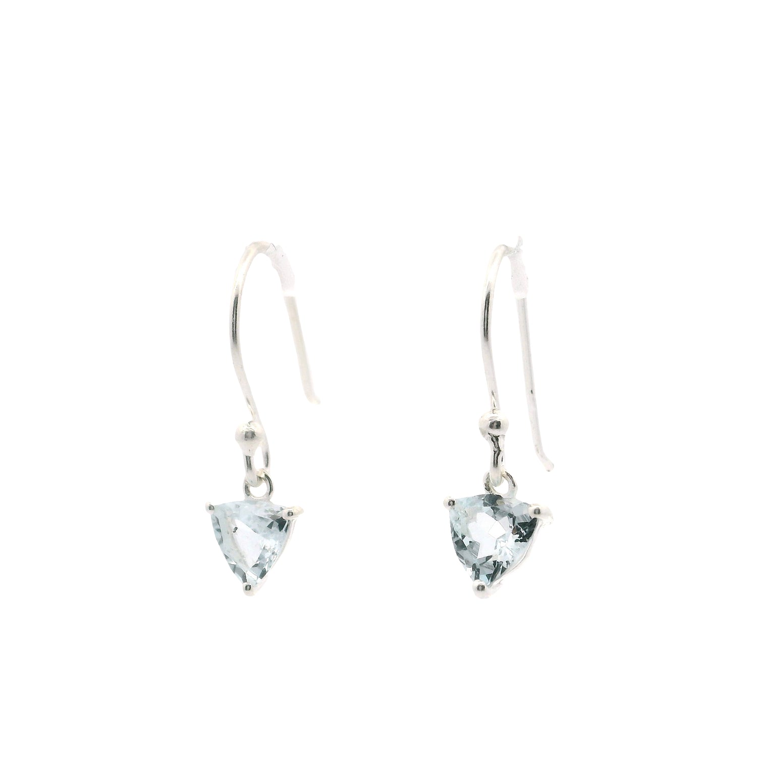 Faceted Aquamarine Dangle Earrings - Triangle