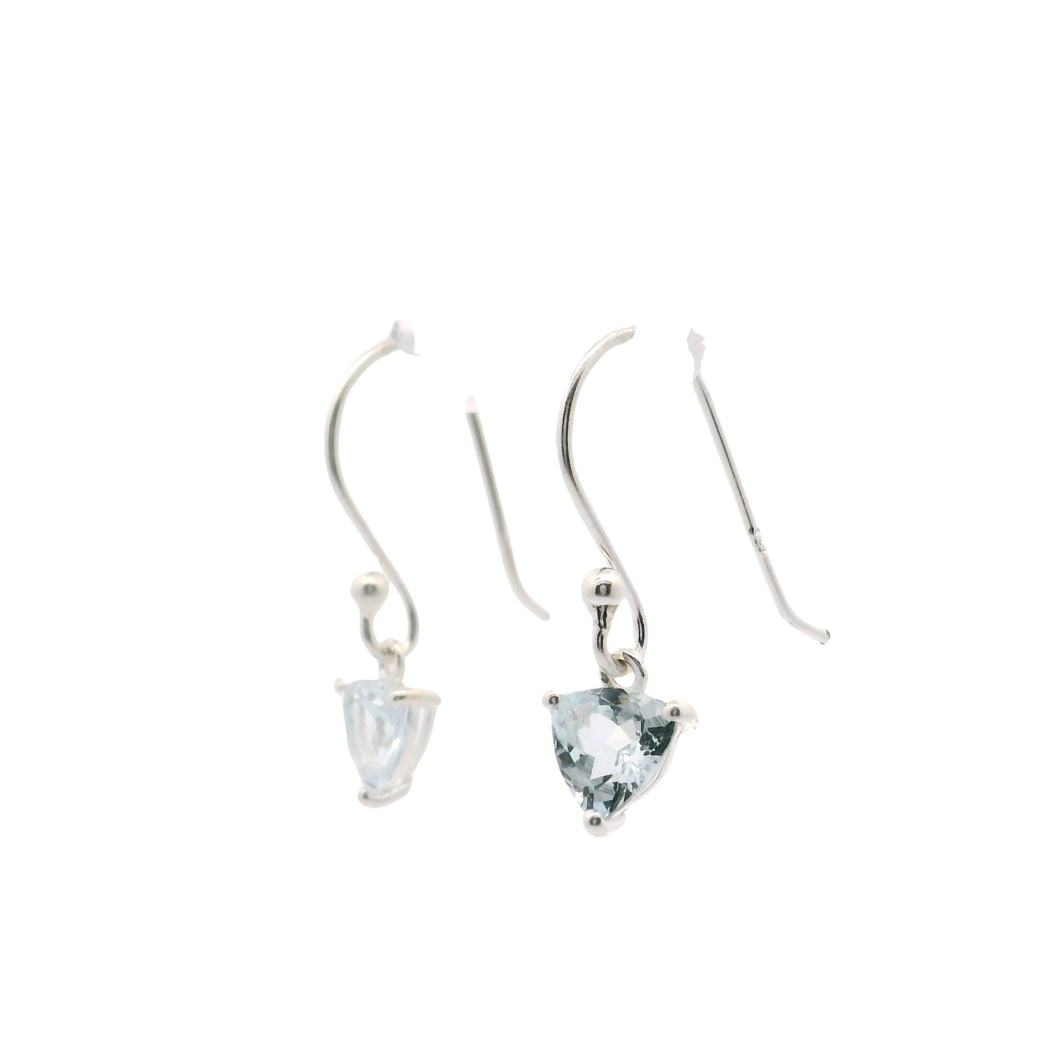Faceted Aquamarine Dangle Earrings - Triangle