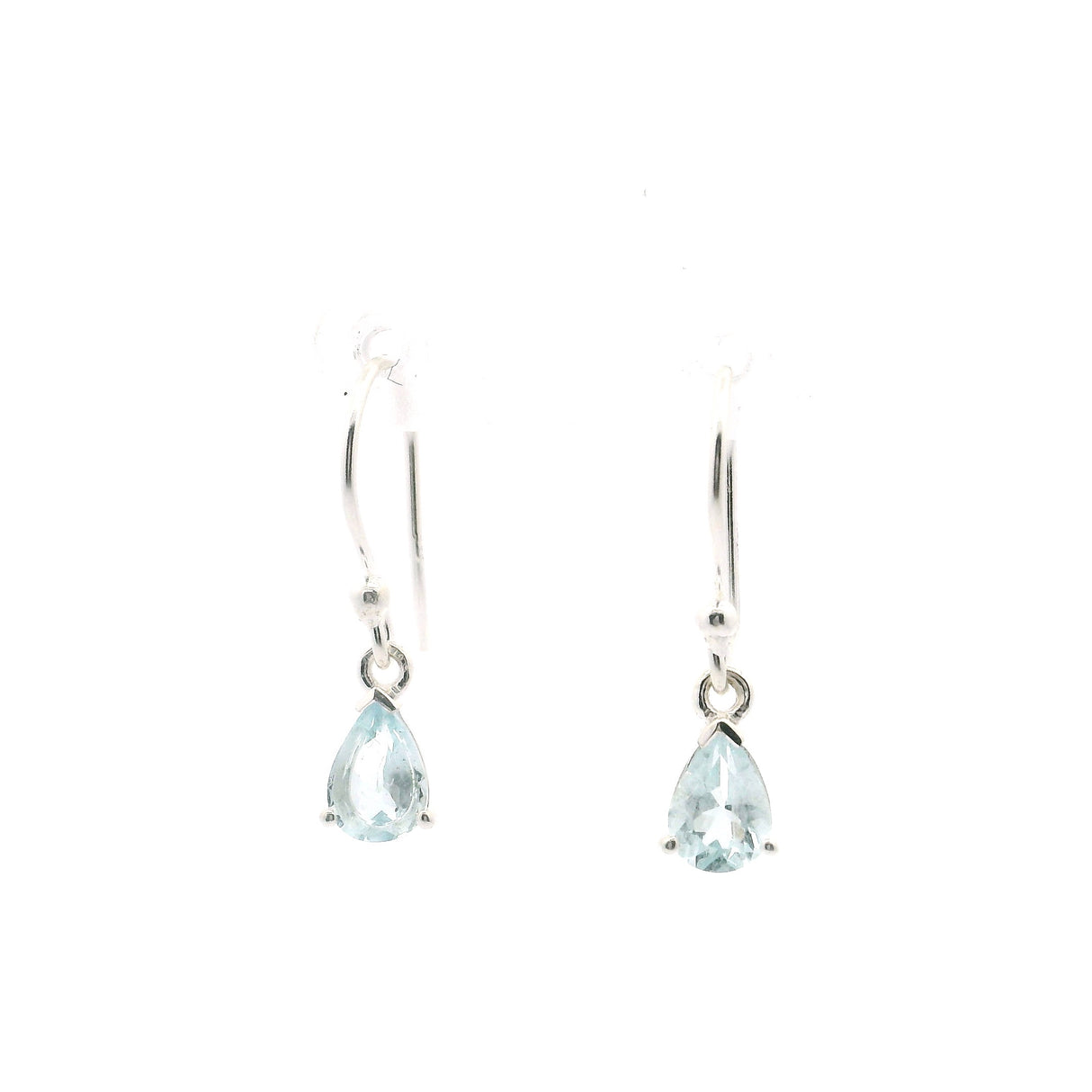 Faceted Aquamarine Dangle Earrings - Pear