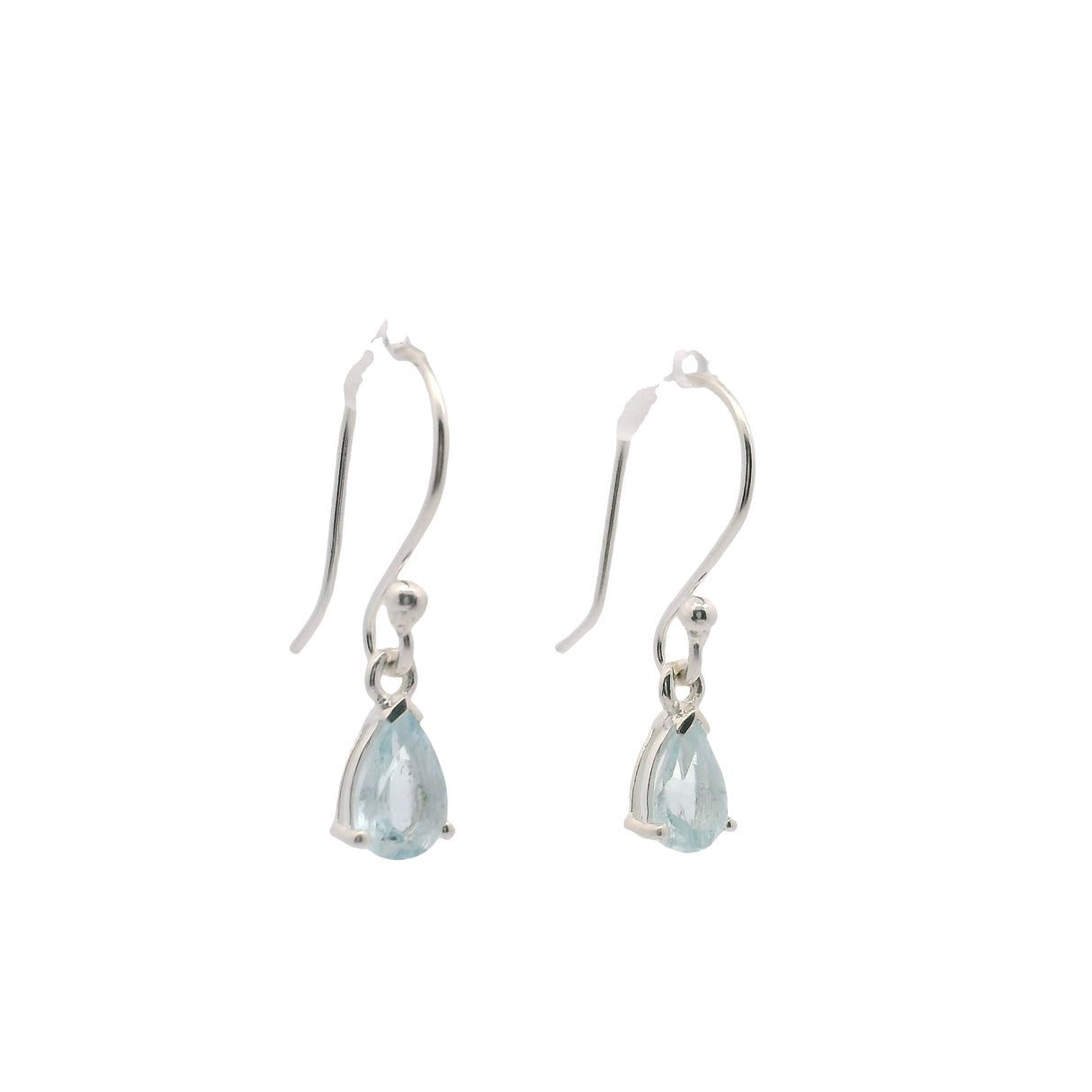 Faceted Aquamarine Dangle Earrings - Pear