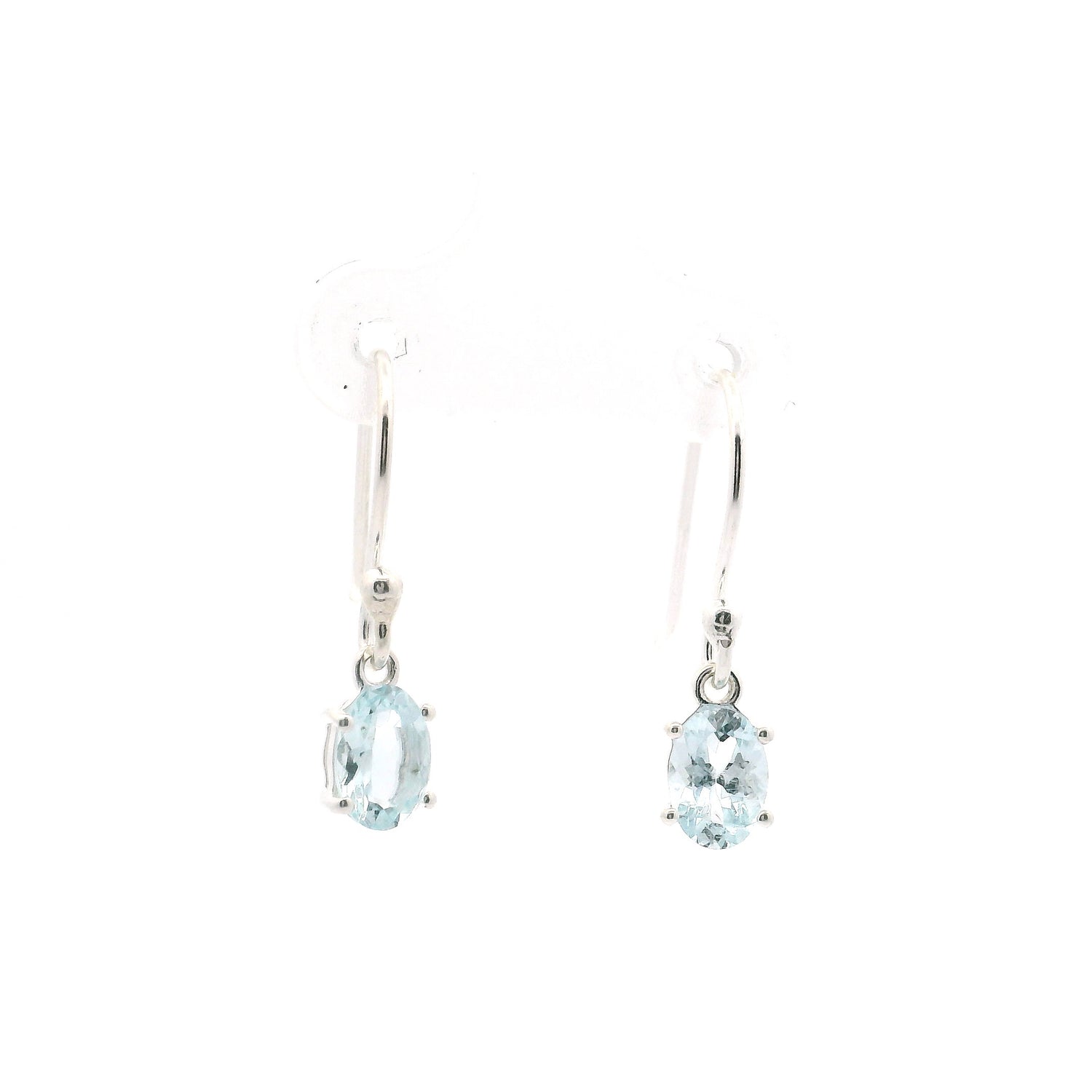 Faceted Aquamarine Dangle Earrings - Oval