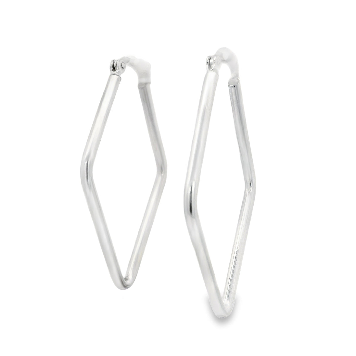 Sterling Silver Hoop Earrings - Fancy Shape Hinged Hoop