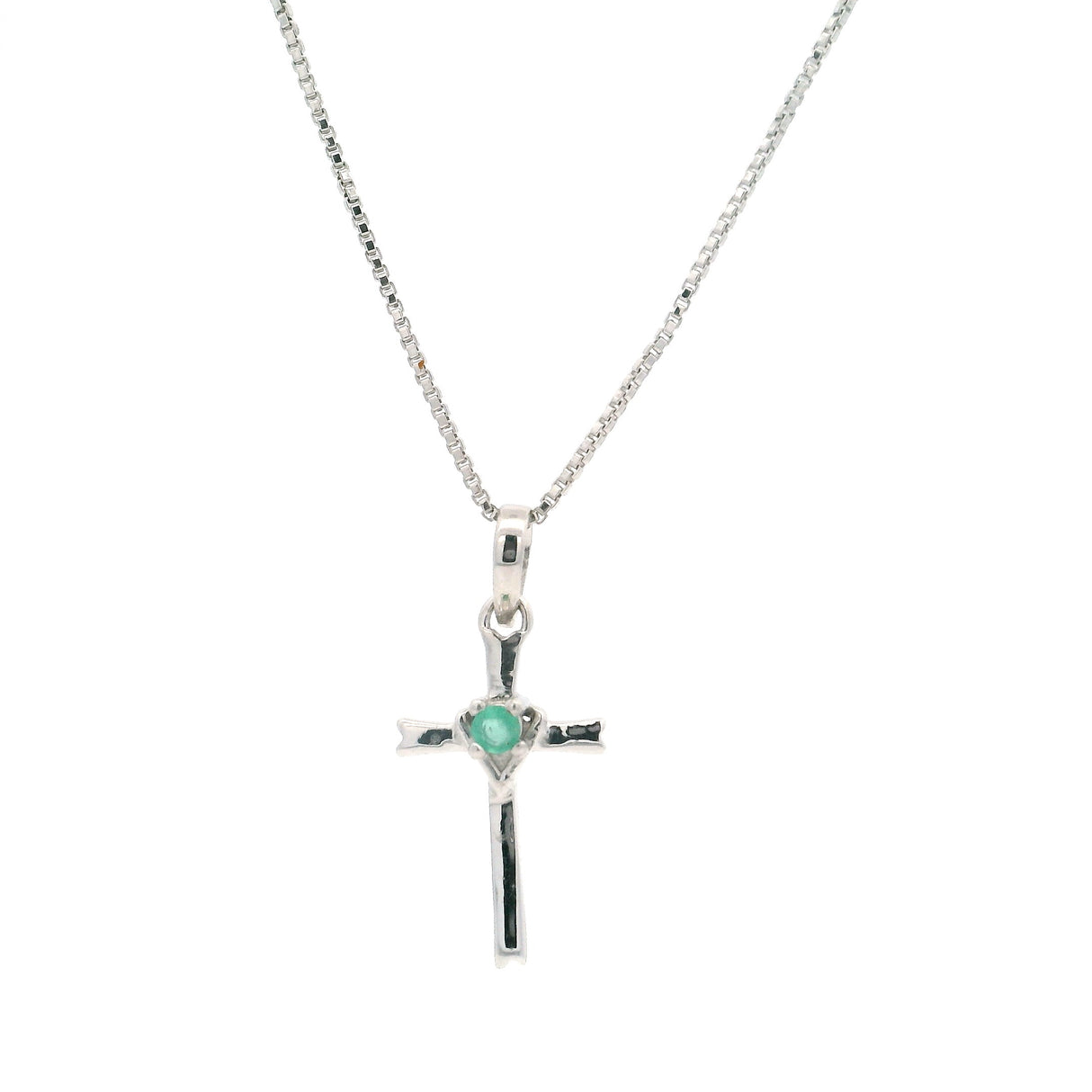 Faceted 2mm Faceted Round Gemstone Prong Set in Center of Cross with Open Back