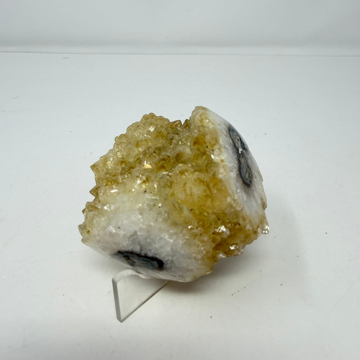 Polished Natural Citrine Crystal Stalactite Knobs on Lucite Stand