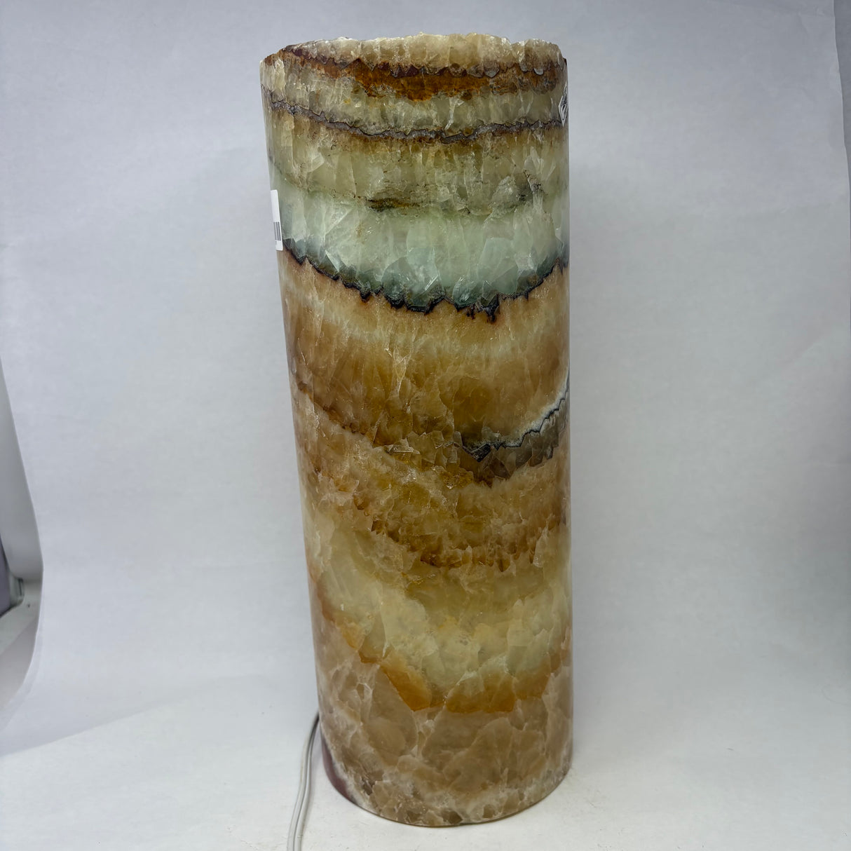Aqua Onyx Cylinder Luminary with Rustic Open Top