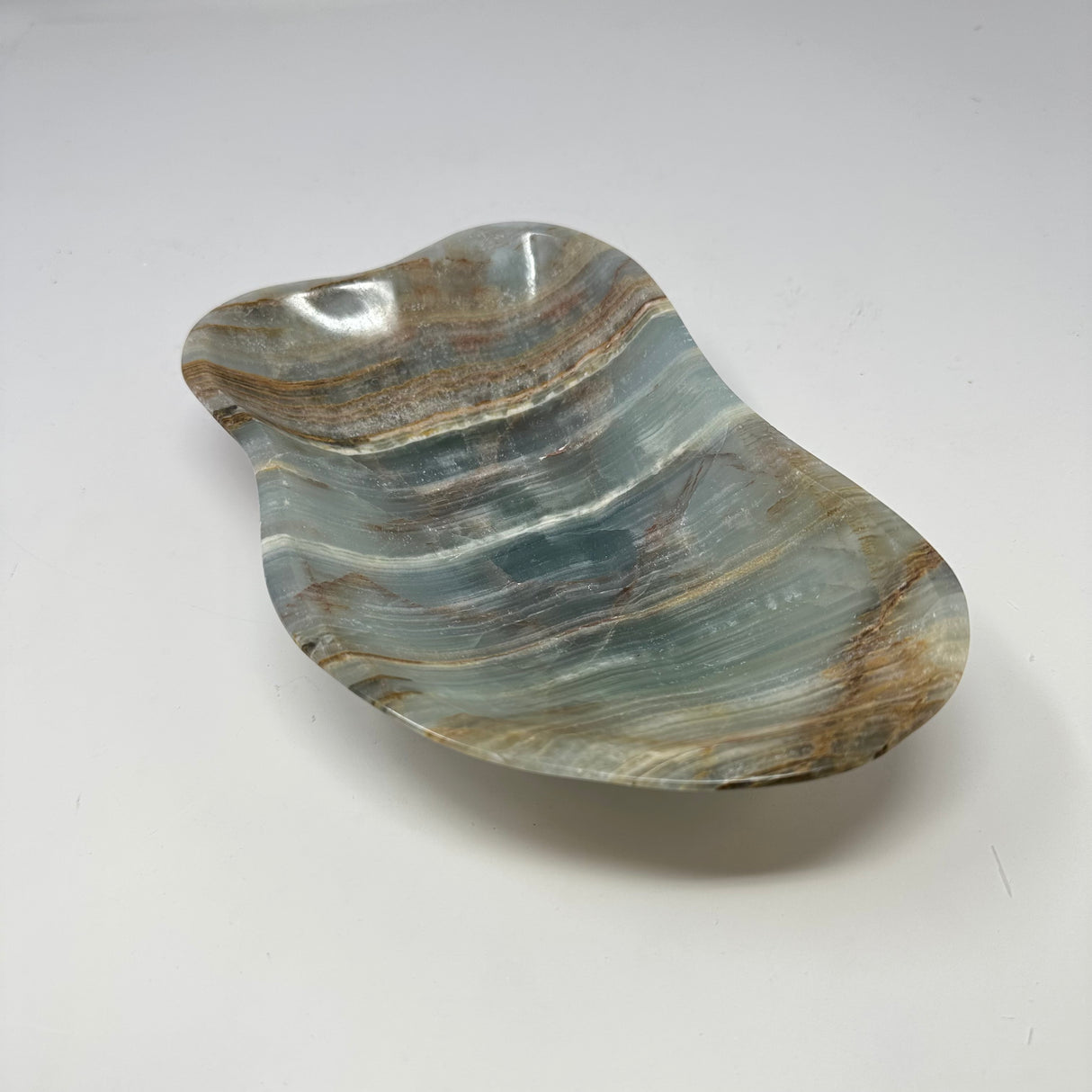 Blue Calcite Banded Freeform Dish
