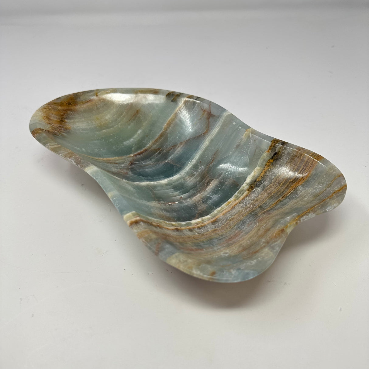 Blue Calcite Banded Freeform Dish